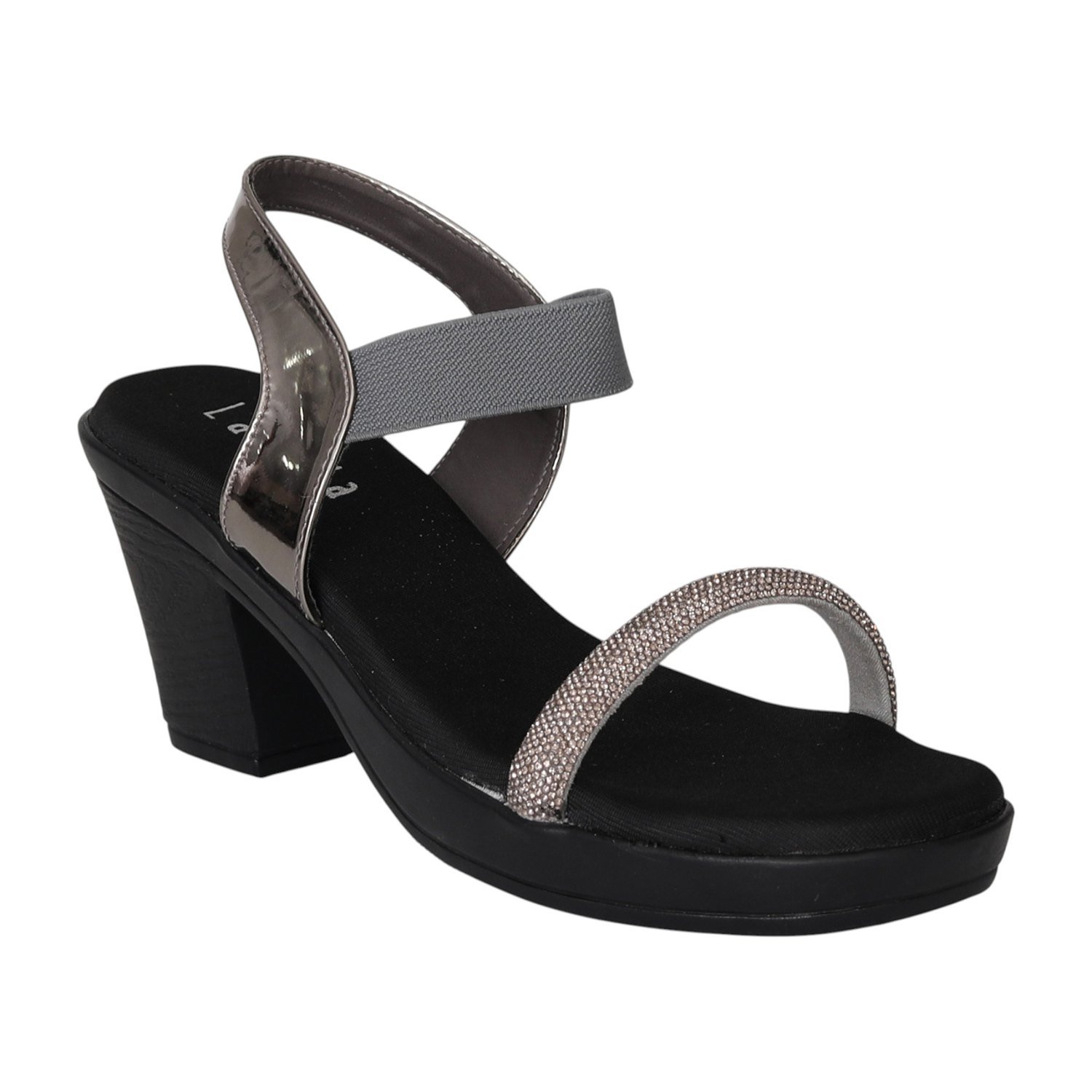 Women Silver Glam Ankle Strap Heels
