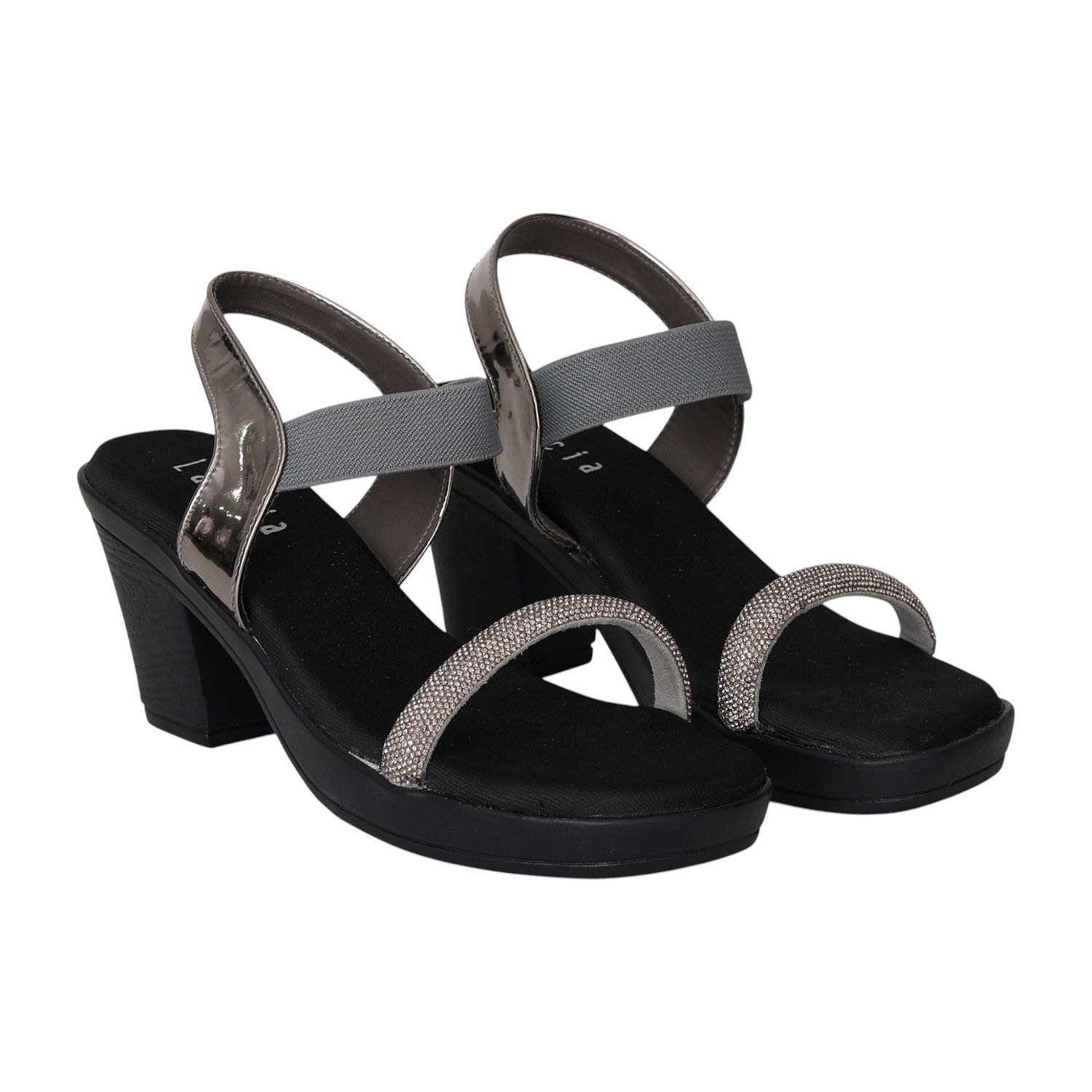 Women Silver Glam Ankle Strap Heels
