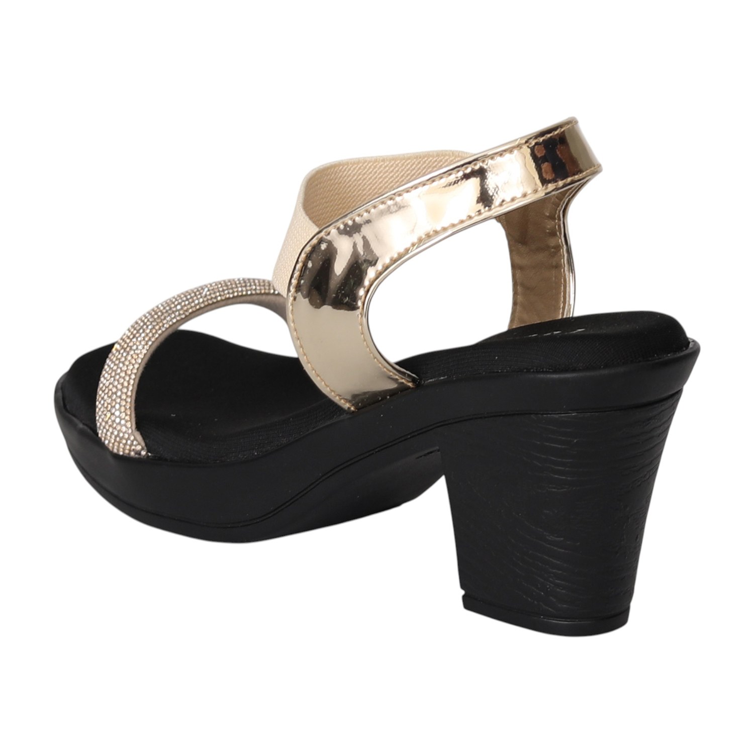 Women Gold Glam Ankle Strap Heels