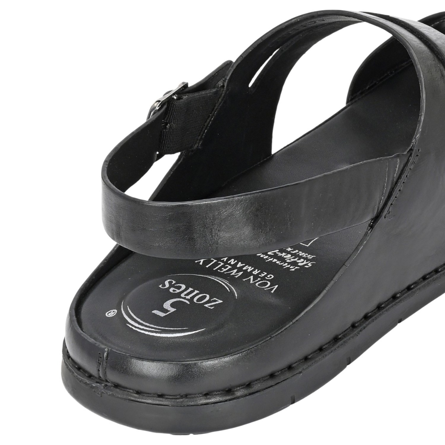 Men Black Leather Two-Strap Sandal with Adjustable Slingback