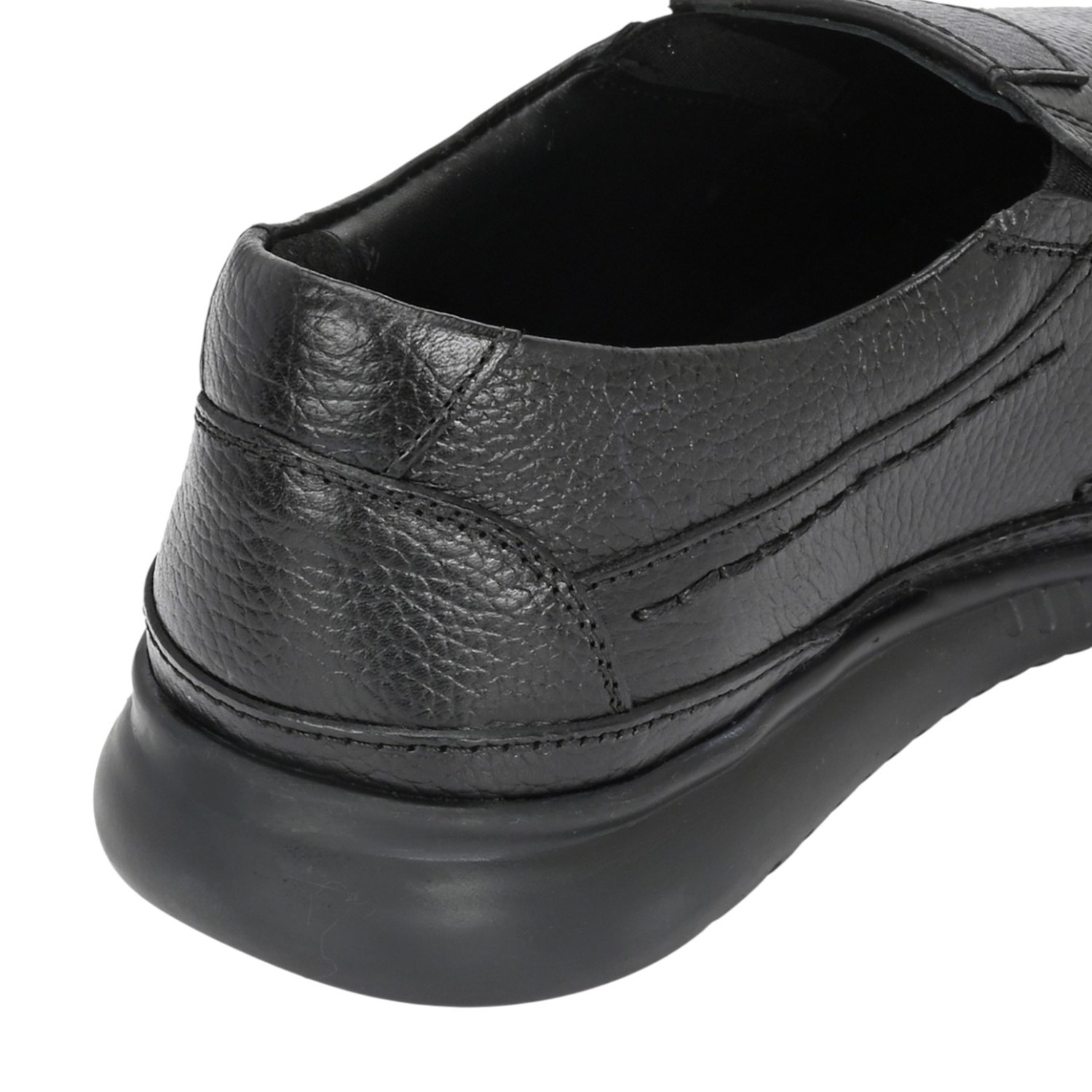 Men Black Textured Leather Comfort Slip-Ons