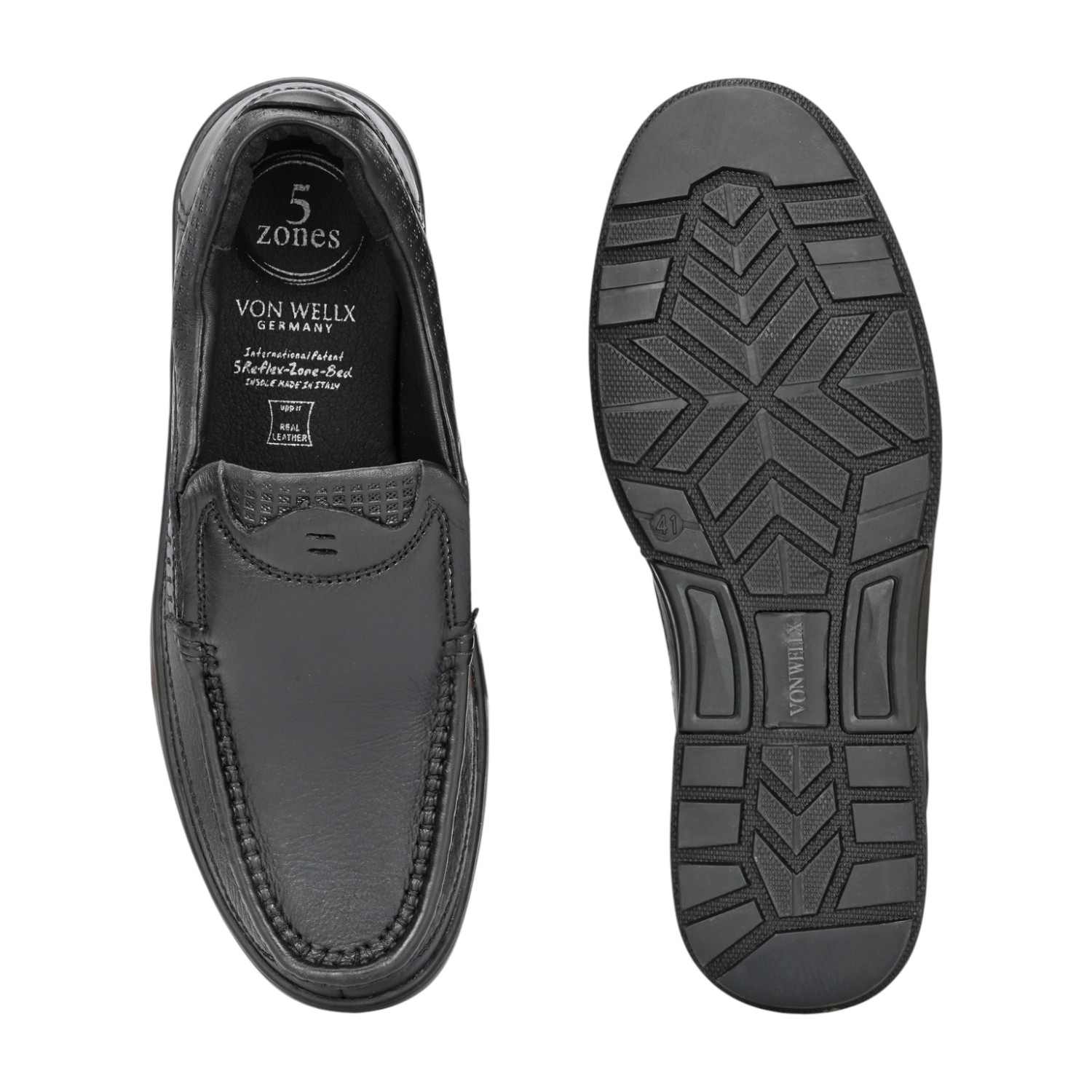 Men Black Moccasin-Style Comfort Slip-On Shoes