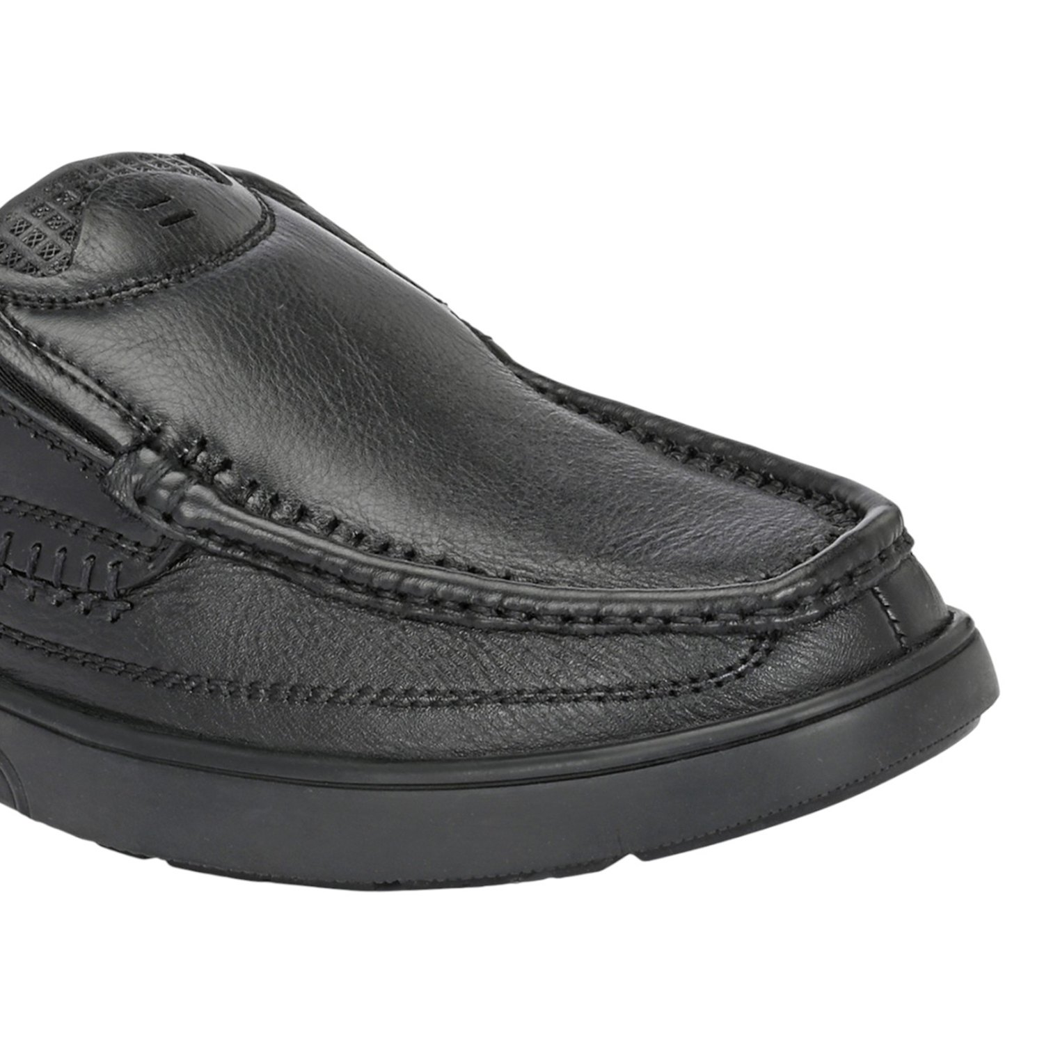 Men Black Moccasin-Style Comfort Slip-On Shoes
