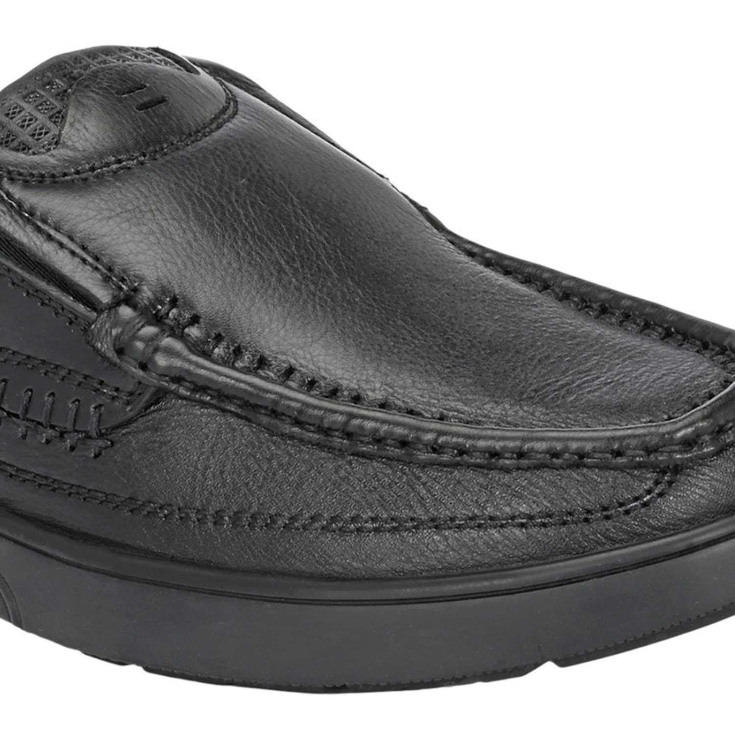 Men Black Moccasin-Style Comfort Slip-On Shoes