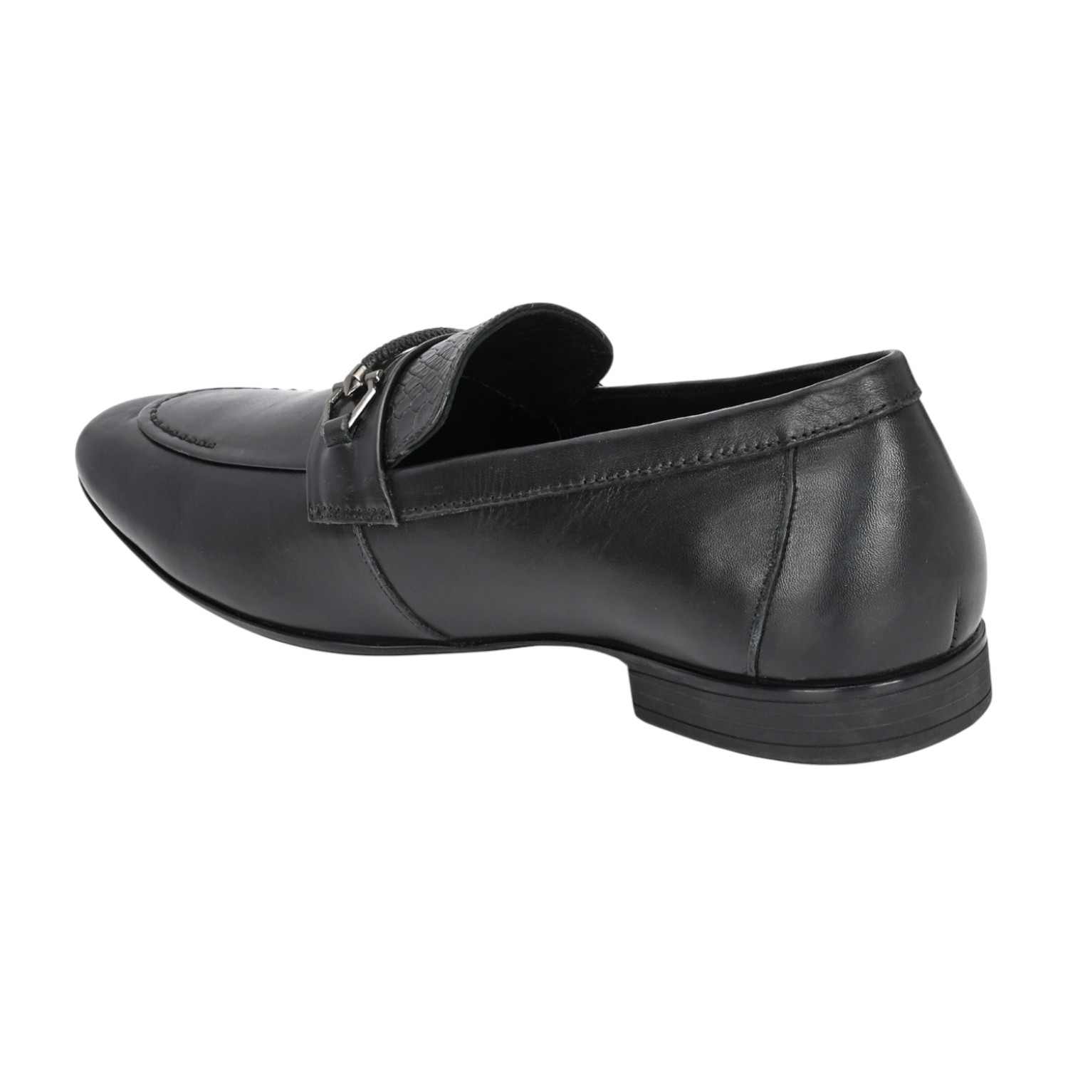Men Black Bit Loafers with Embossed Texture