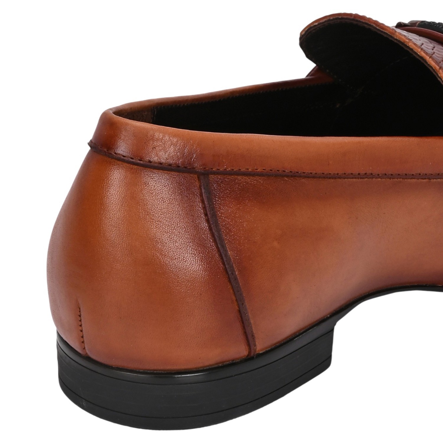 Men Tan Bit Loafers with Embossed Texture