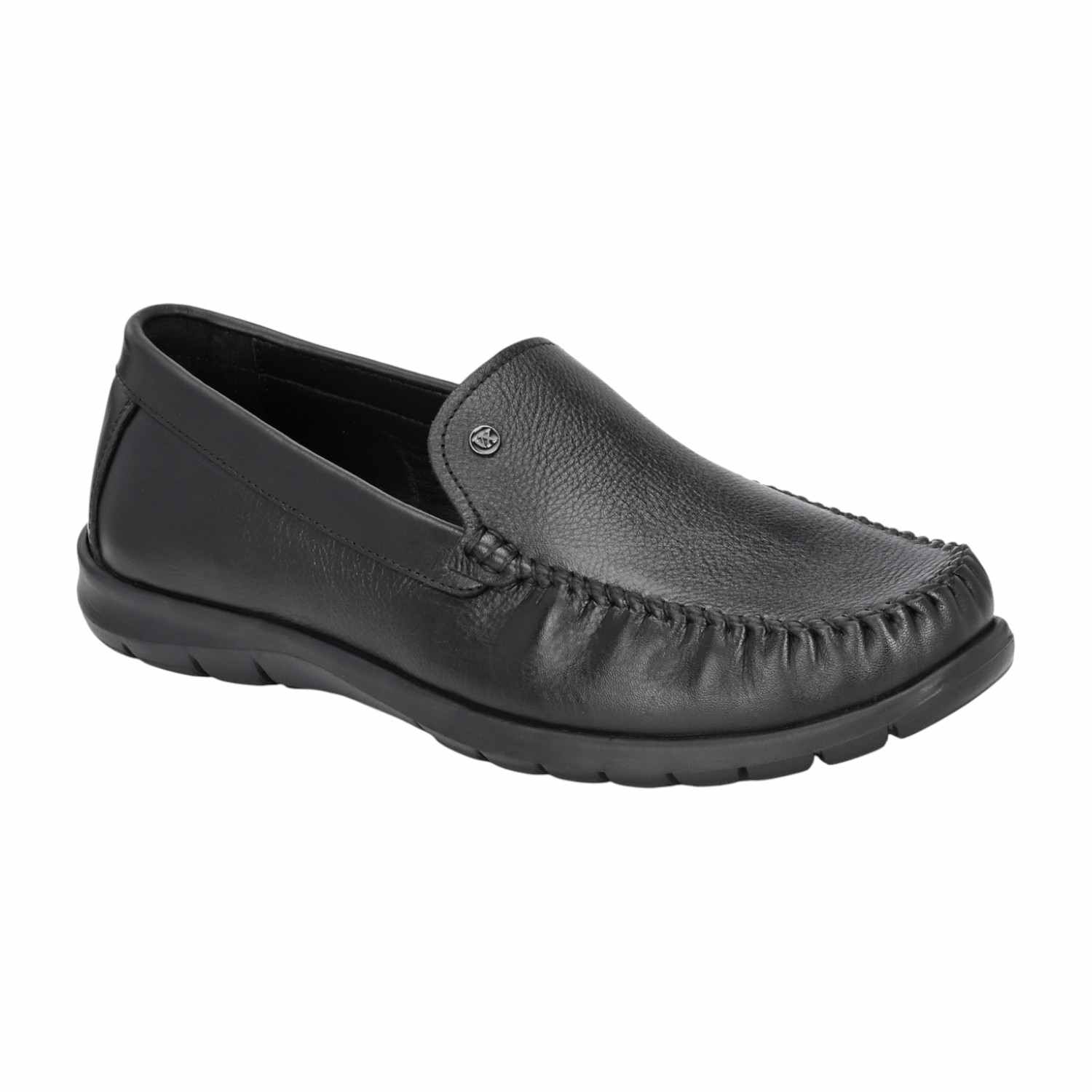Men Comfort Black Tumbled Leather  Slip On Shoes