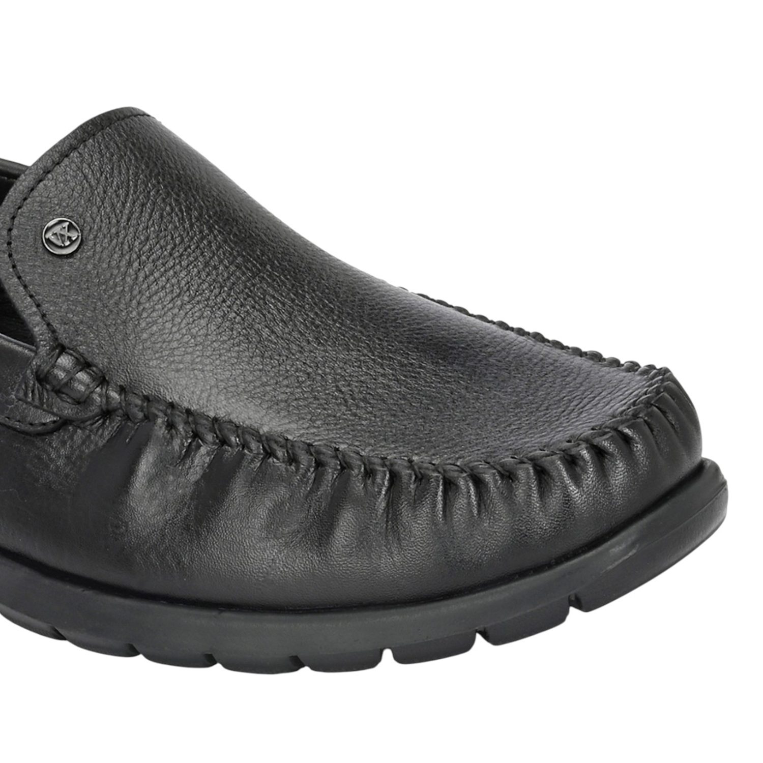 Men Comfort Black Tumbled Leather  Slip On Shoes
