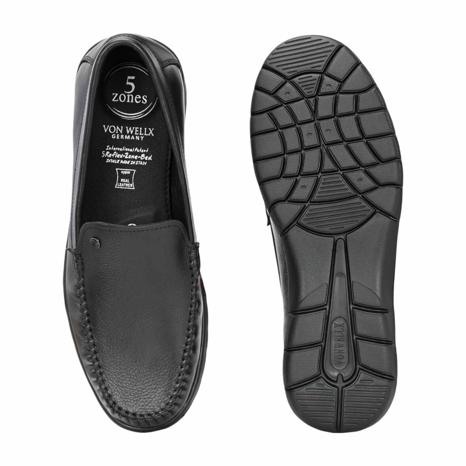 Men Comfort Black Tumbled Leather  Slip On Shoes