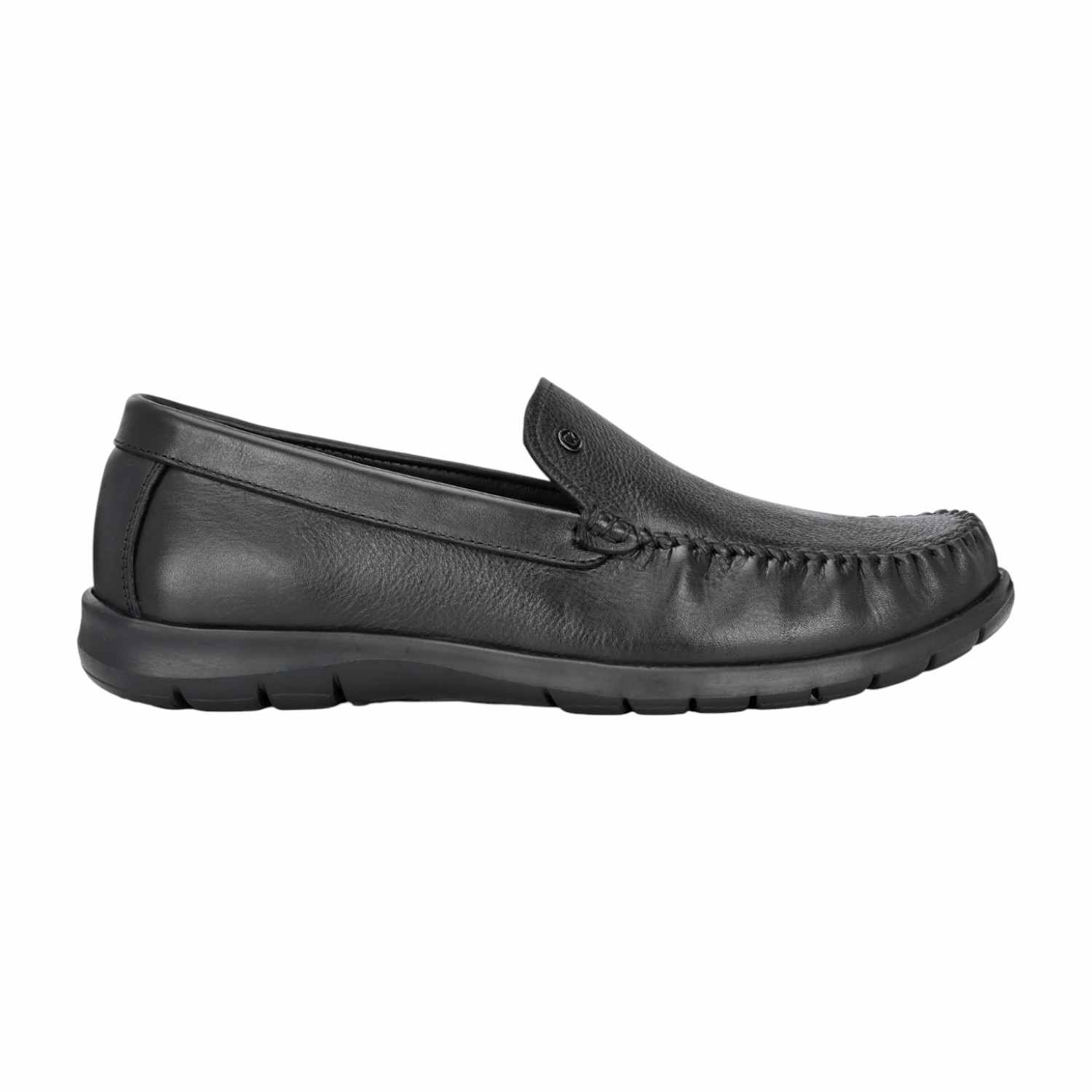 Men Comfort Black Tumbled Leather  Slip On Shoes