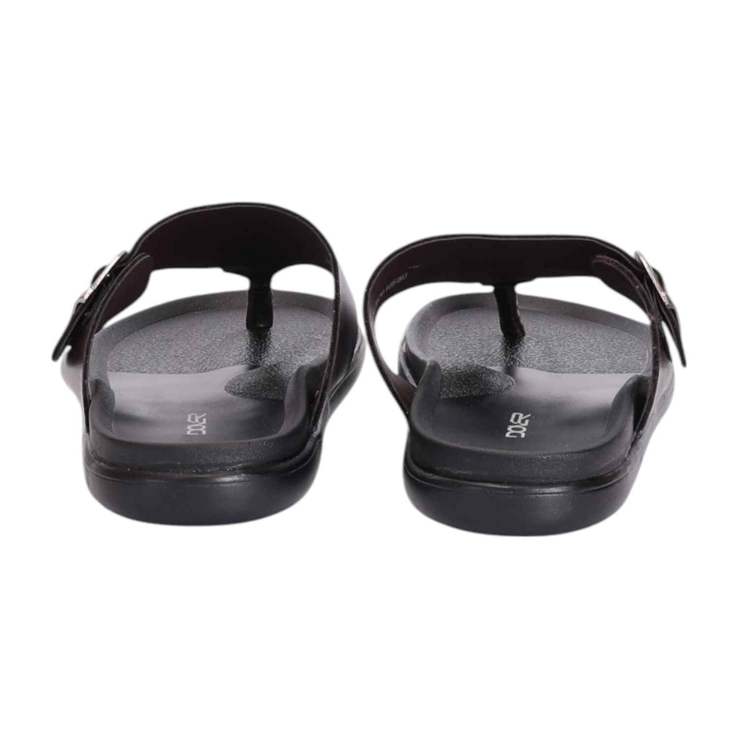 Men Brown Thongs with Buckle Closure