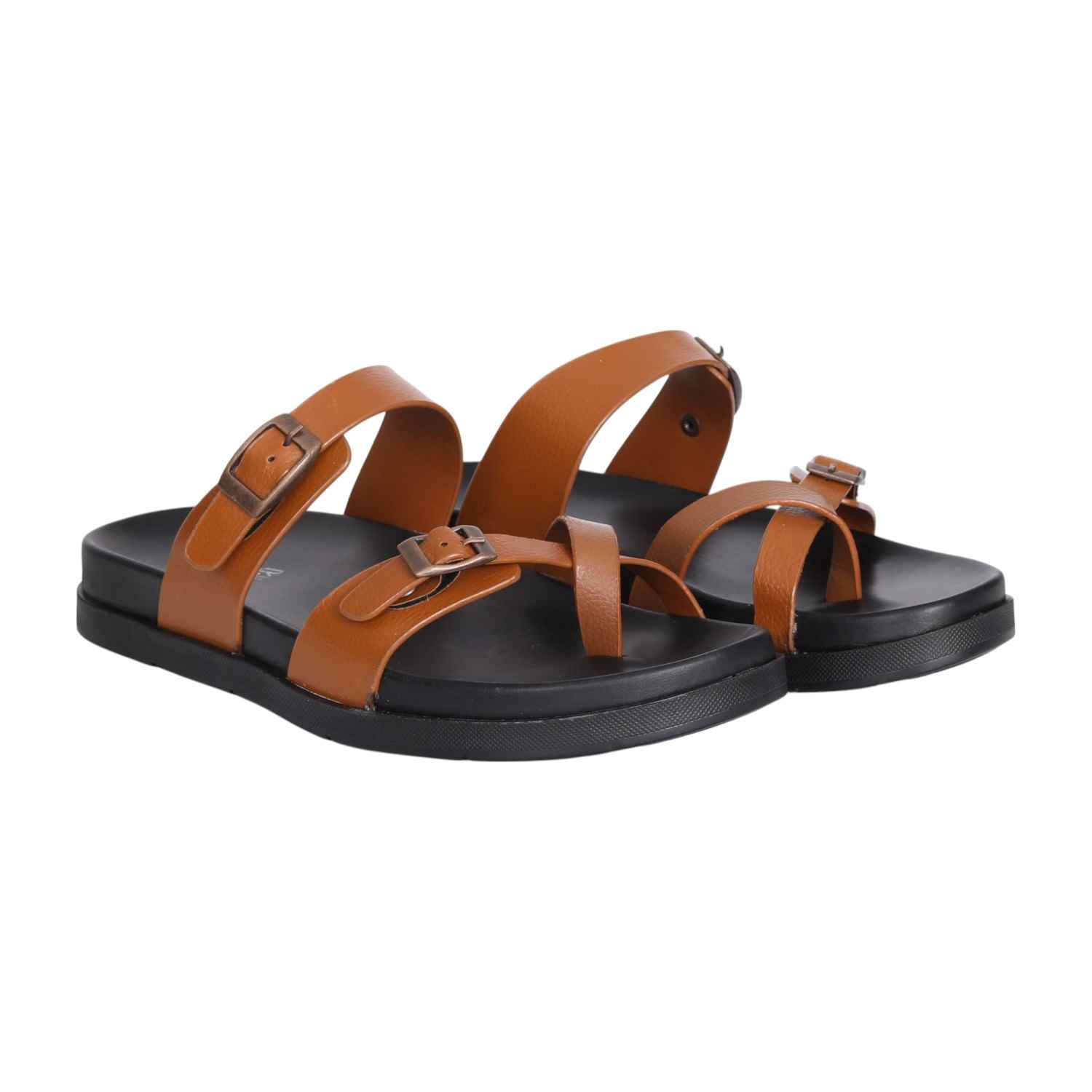Men Tan One-Toe Strap with Buckle closure