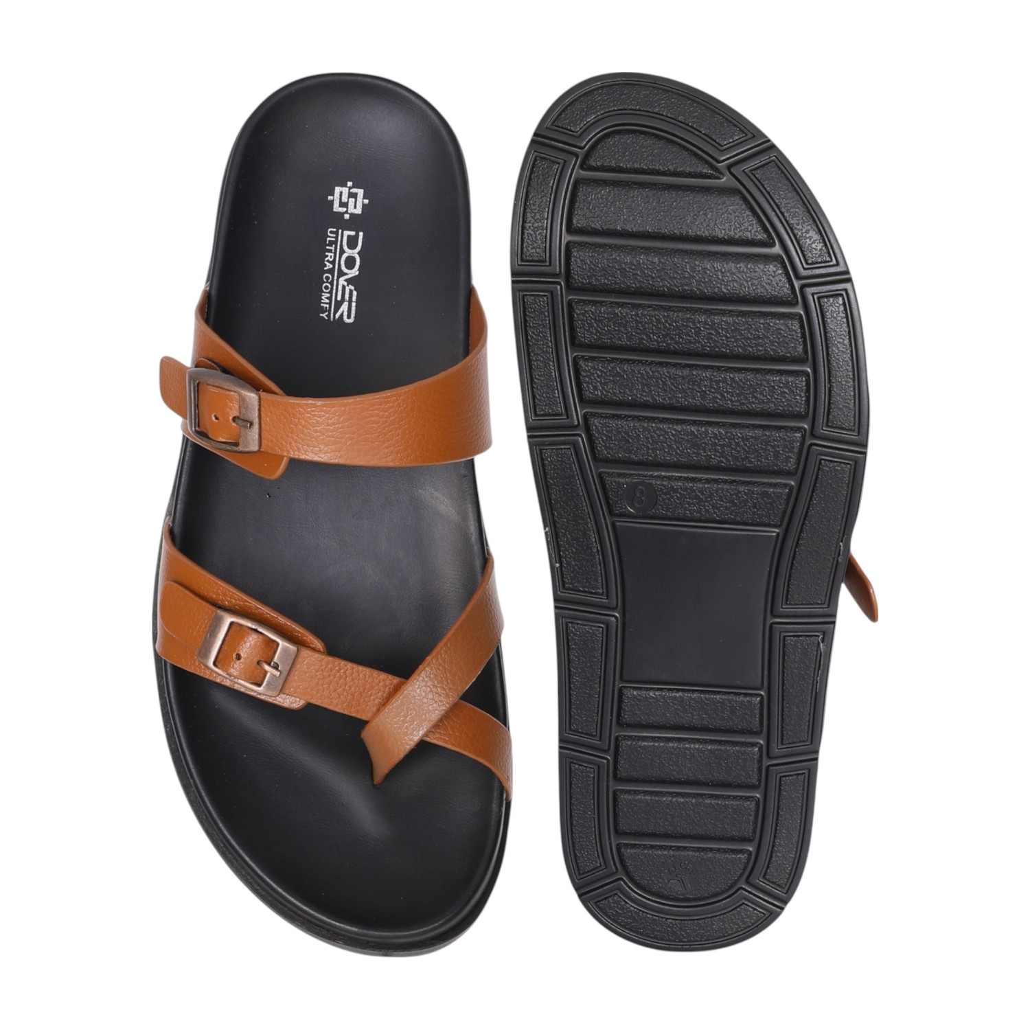 Men Tan One-Toe Strap with Buckle closure