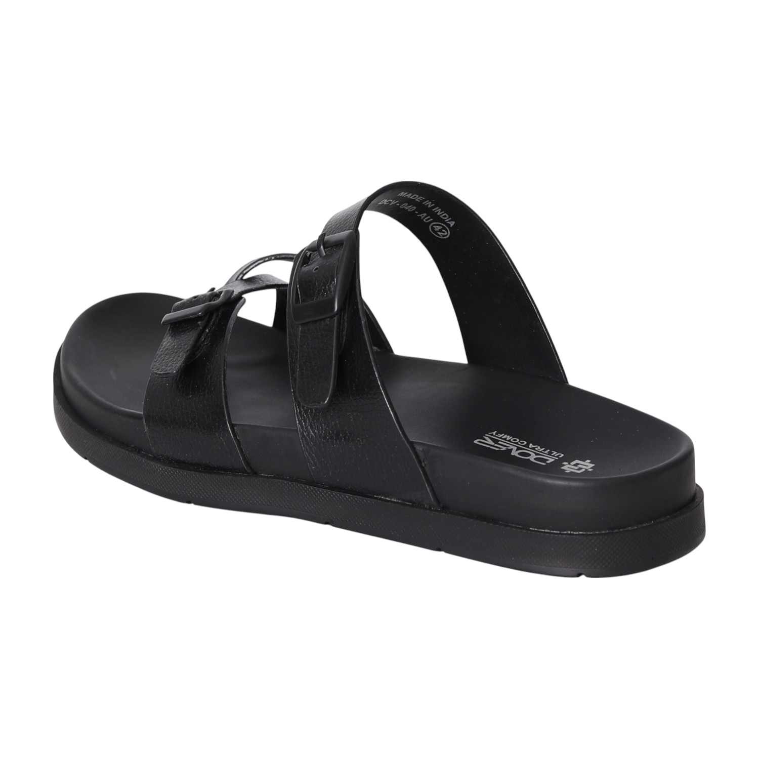 Men Black One-Toe Criss Cross Chappal