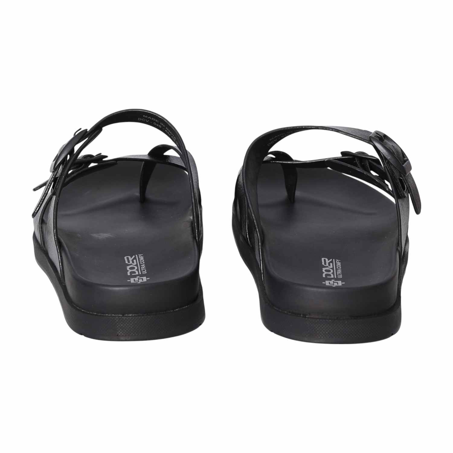 Men Black One-Toe Criss Cross Chappal