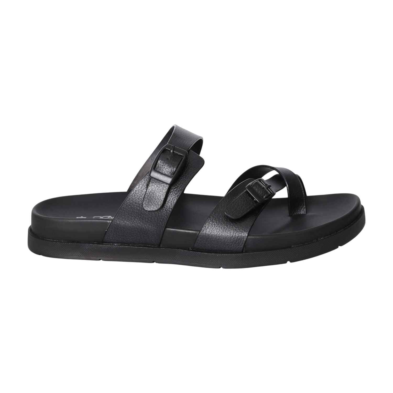 Men Black One-Toe Criss Cross Chappal