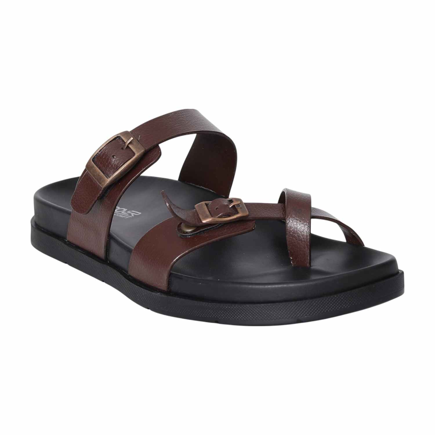 Men Brown One-Toe Criss Cross Chappal