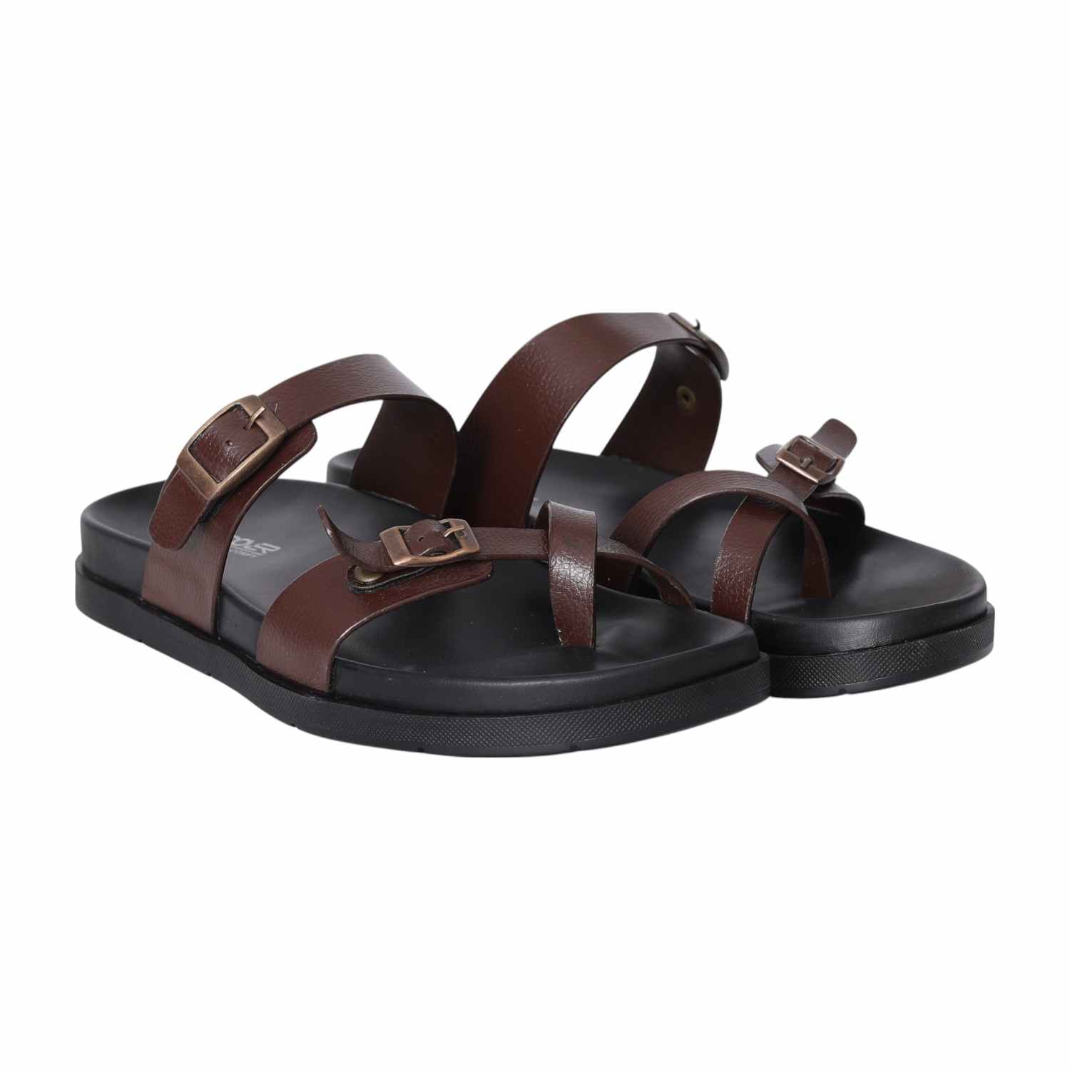 Men Brown One-Toe Criss Cross Chappal