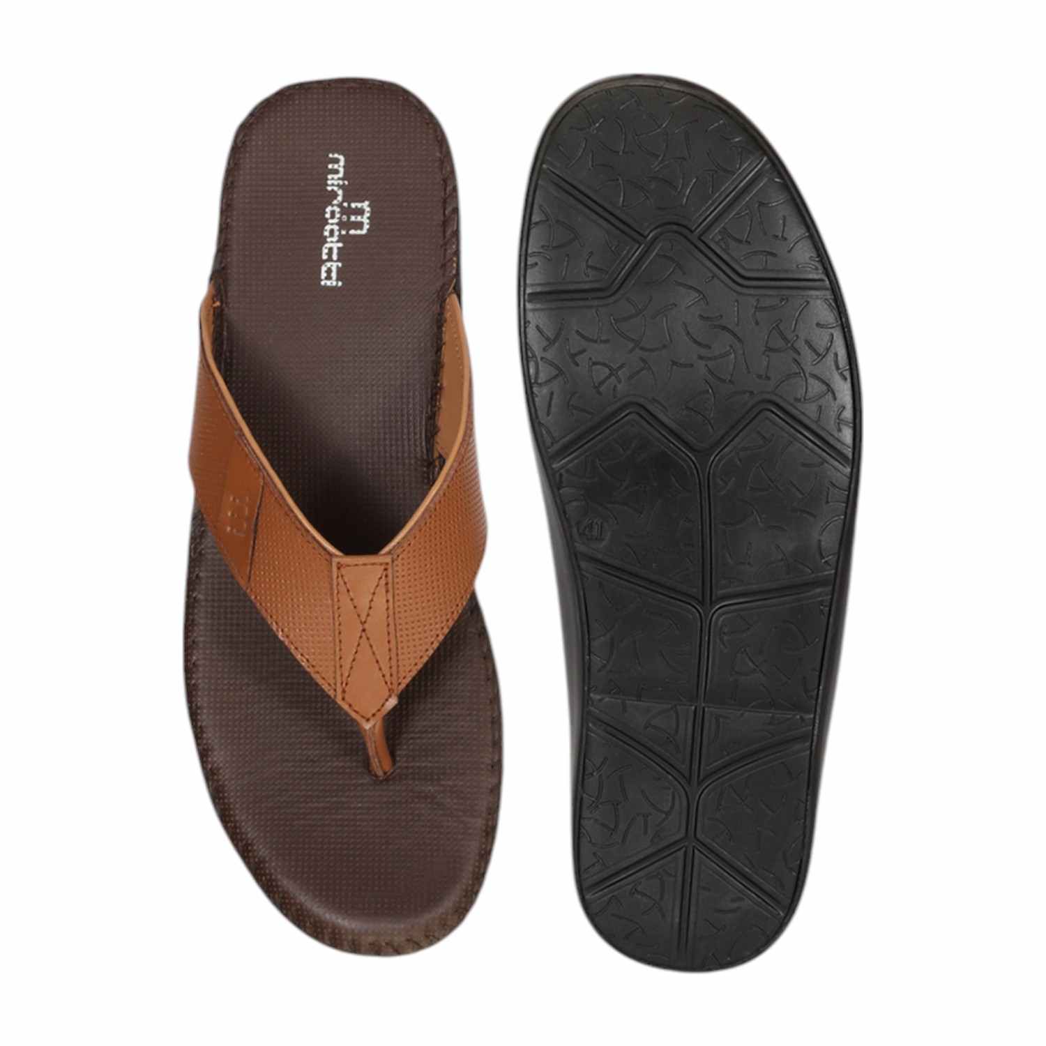 Men Brown Thong with Self Design