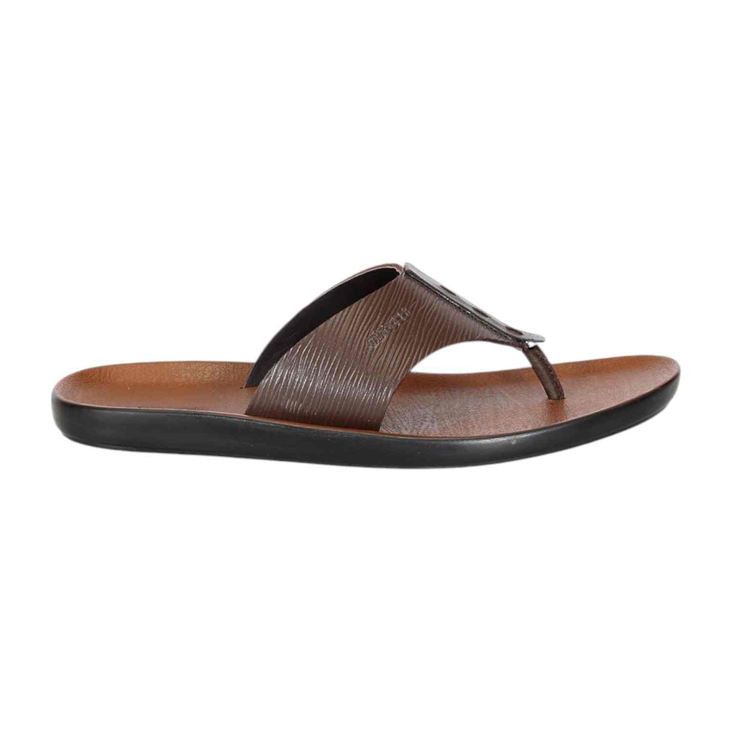 Men Brown Thong with Self Design