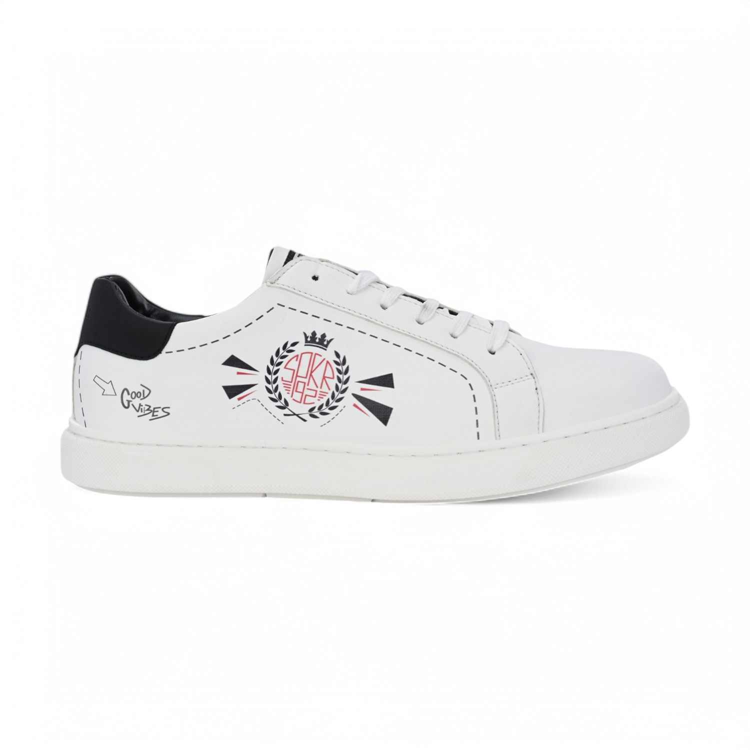 Ryznar Men White-Red Fun Lace Up Sneaker
