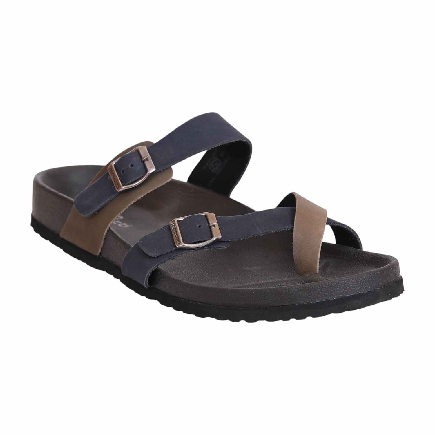 Men Navy Blue and Olive Toe-Loop Sandal
