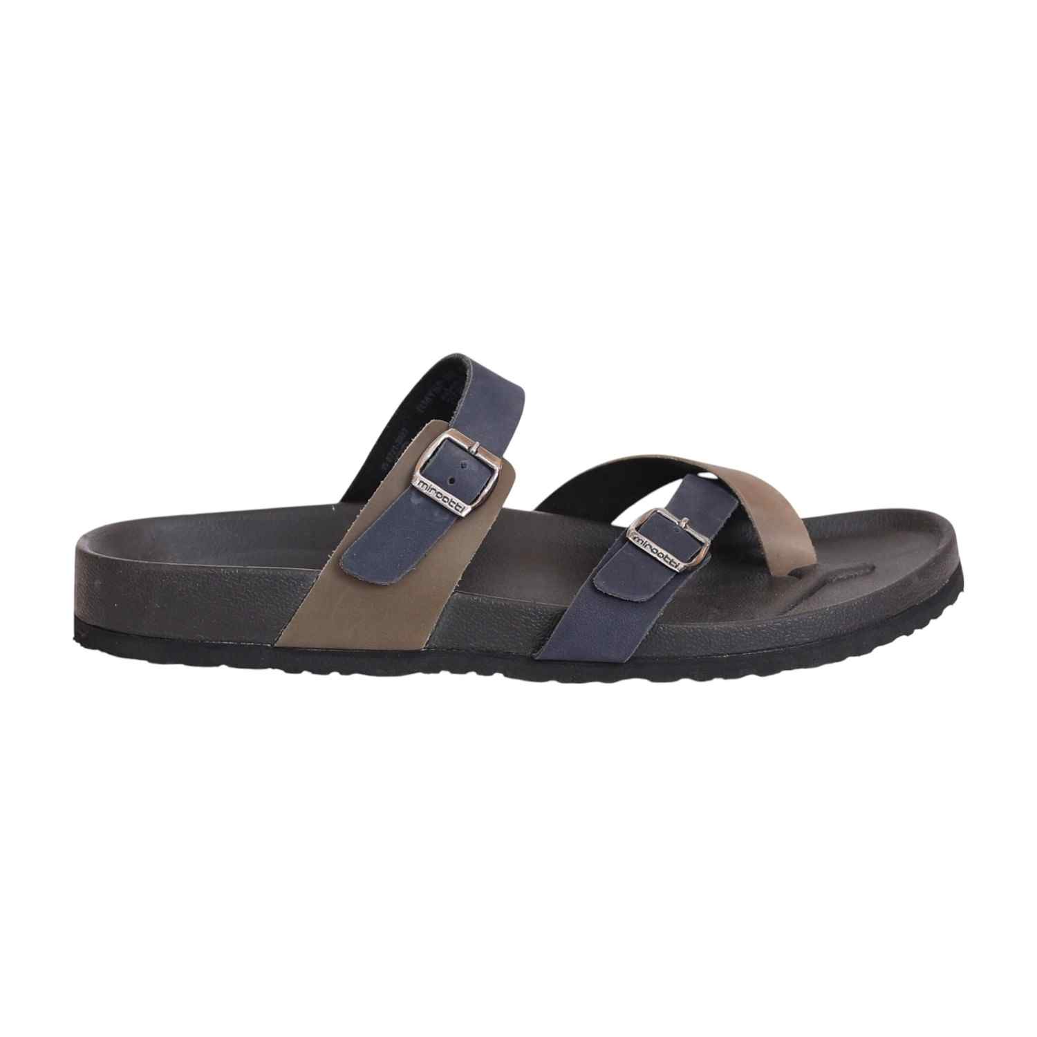Men Navy Blue and Olive Toe-Loop Sandal