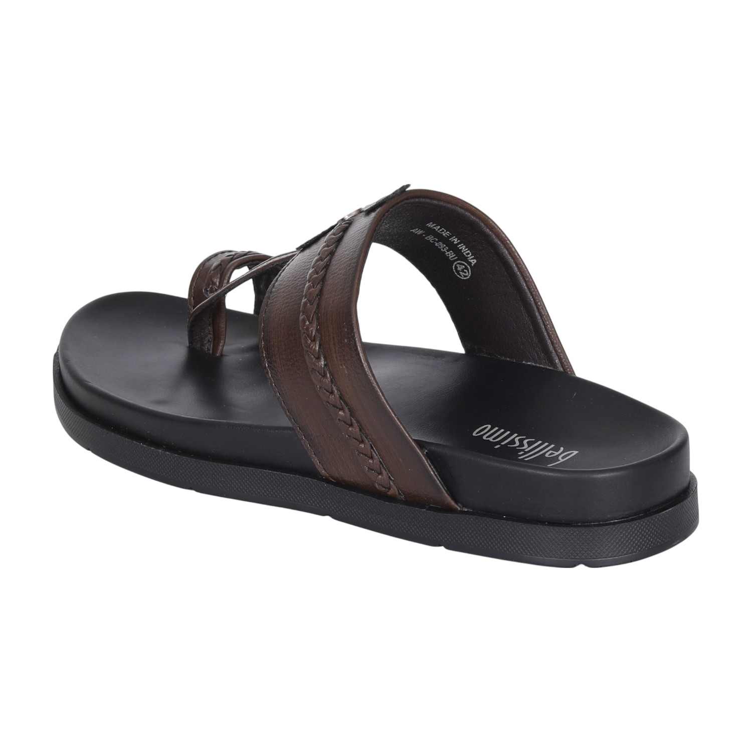Men Brown Traditional Leather Toe Ring Sandals