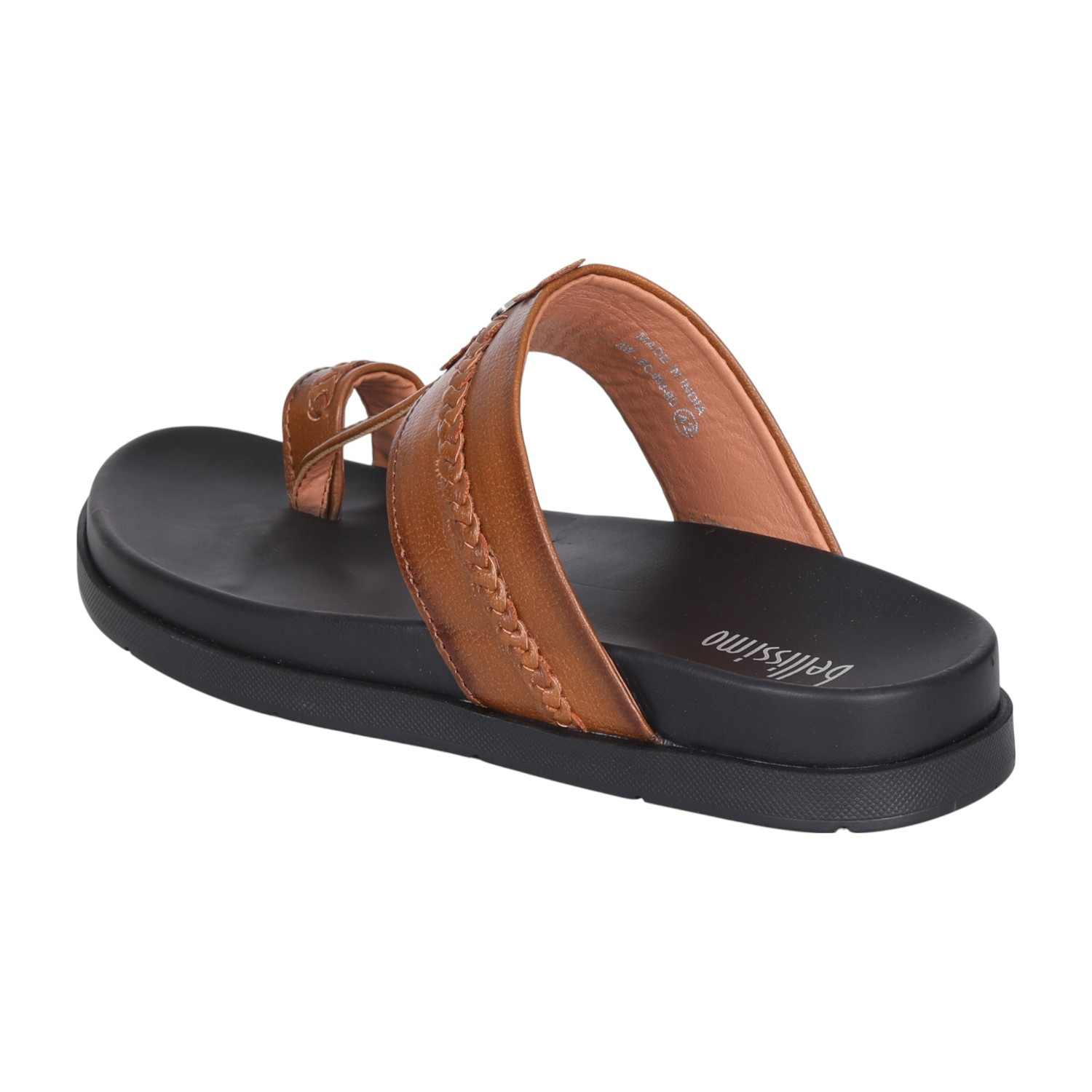 Men Tan Traditional Leather Toe Ring Sandals