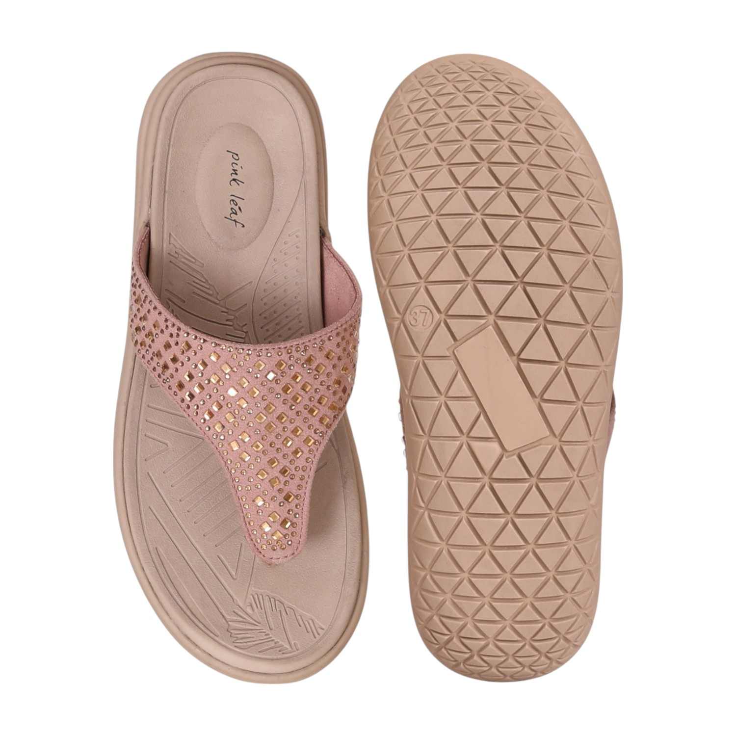 Women's Coral Glow Embellished Thong Sandals