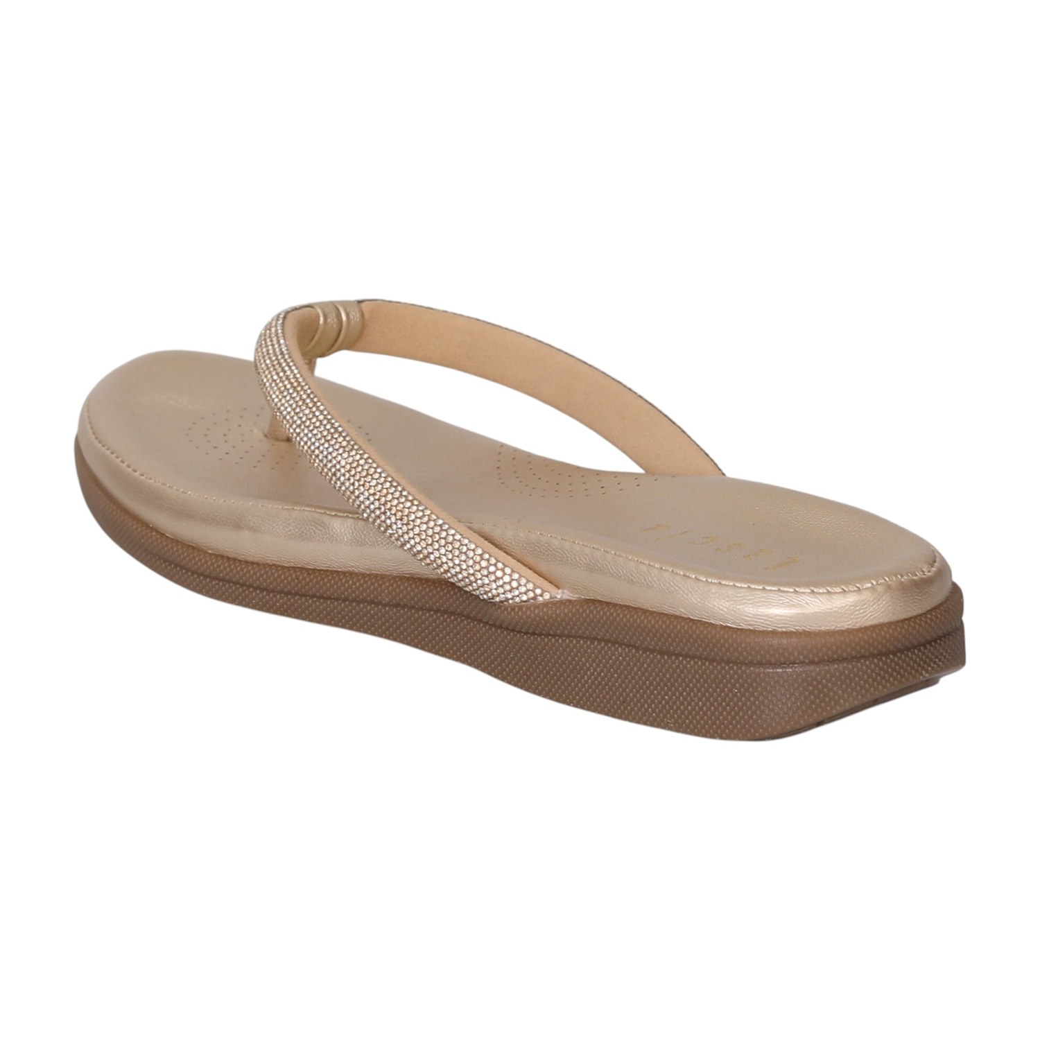 Women Golden Sparkle Thong Flats