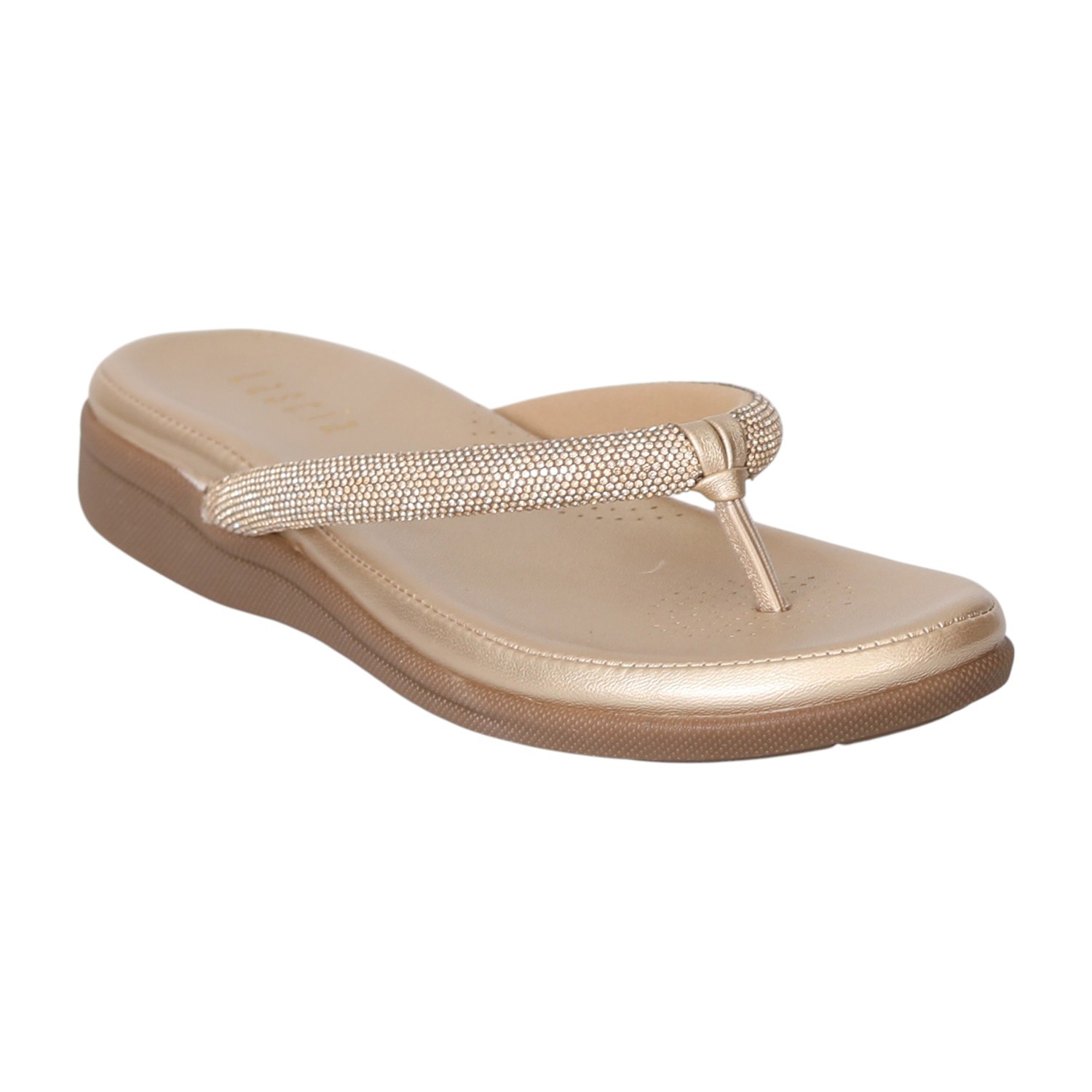 Women Golden Sparkle Thong Flats