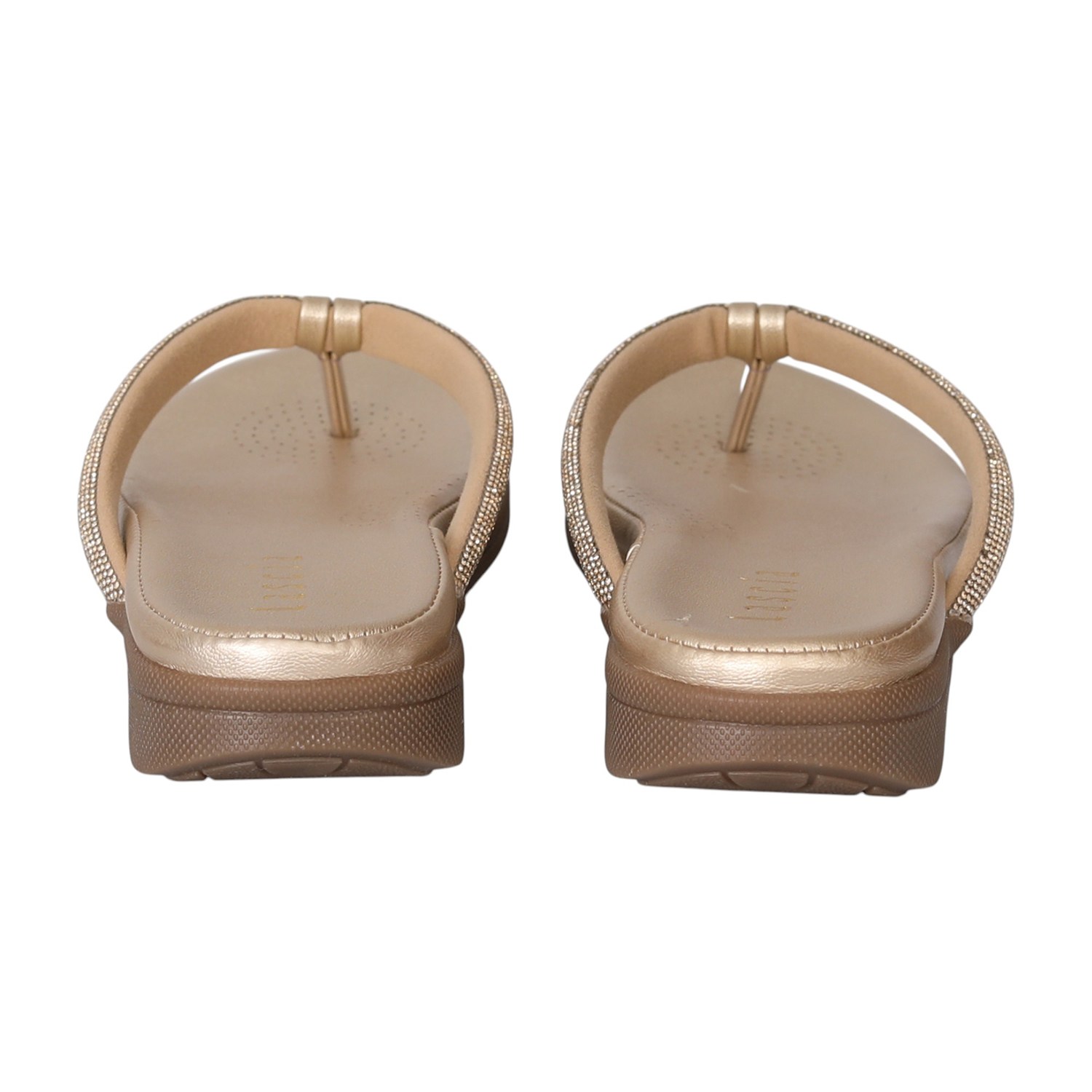 Women Golden Sparkle Thong Flats