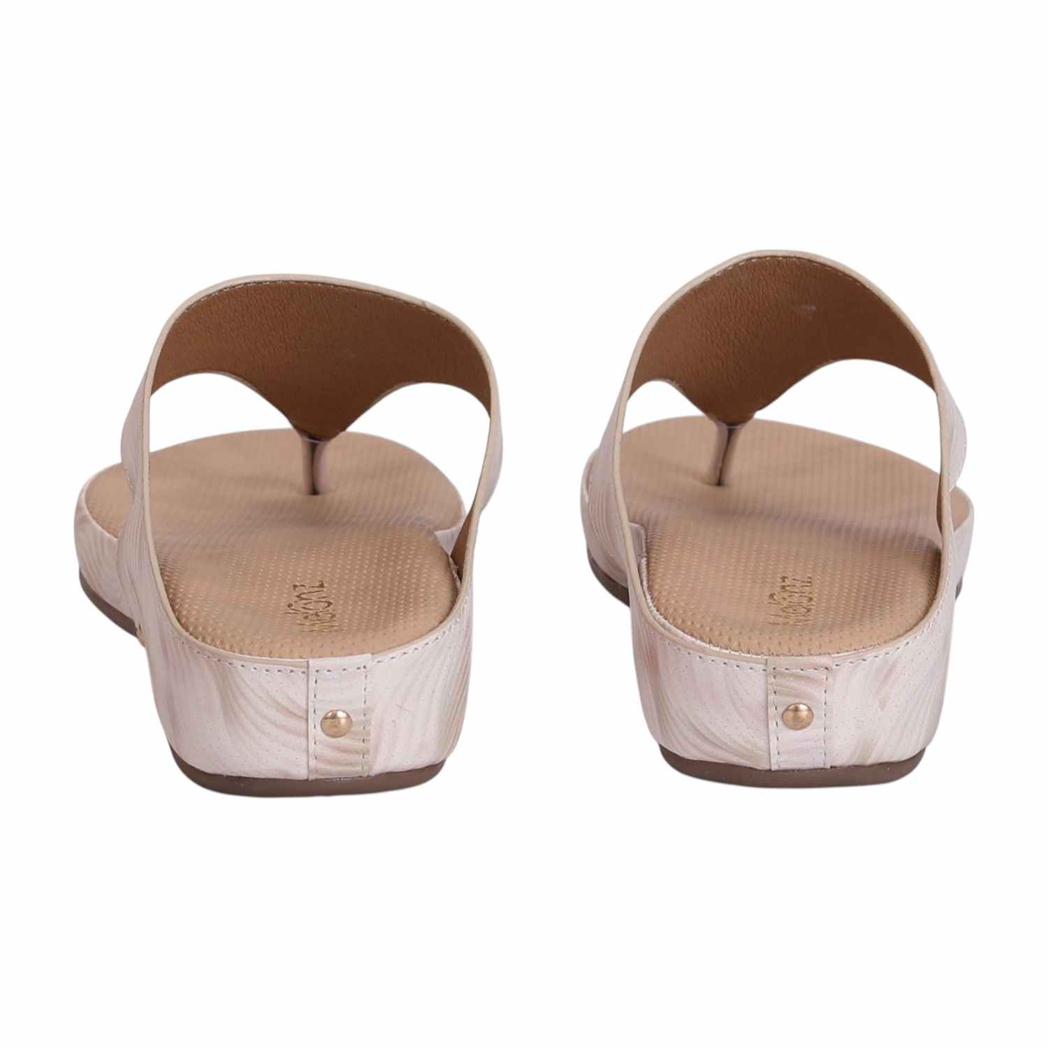 Women Light Beige Wavy Pattern Thong Sandals