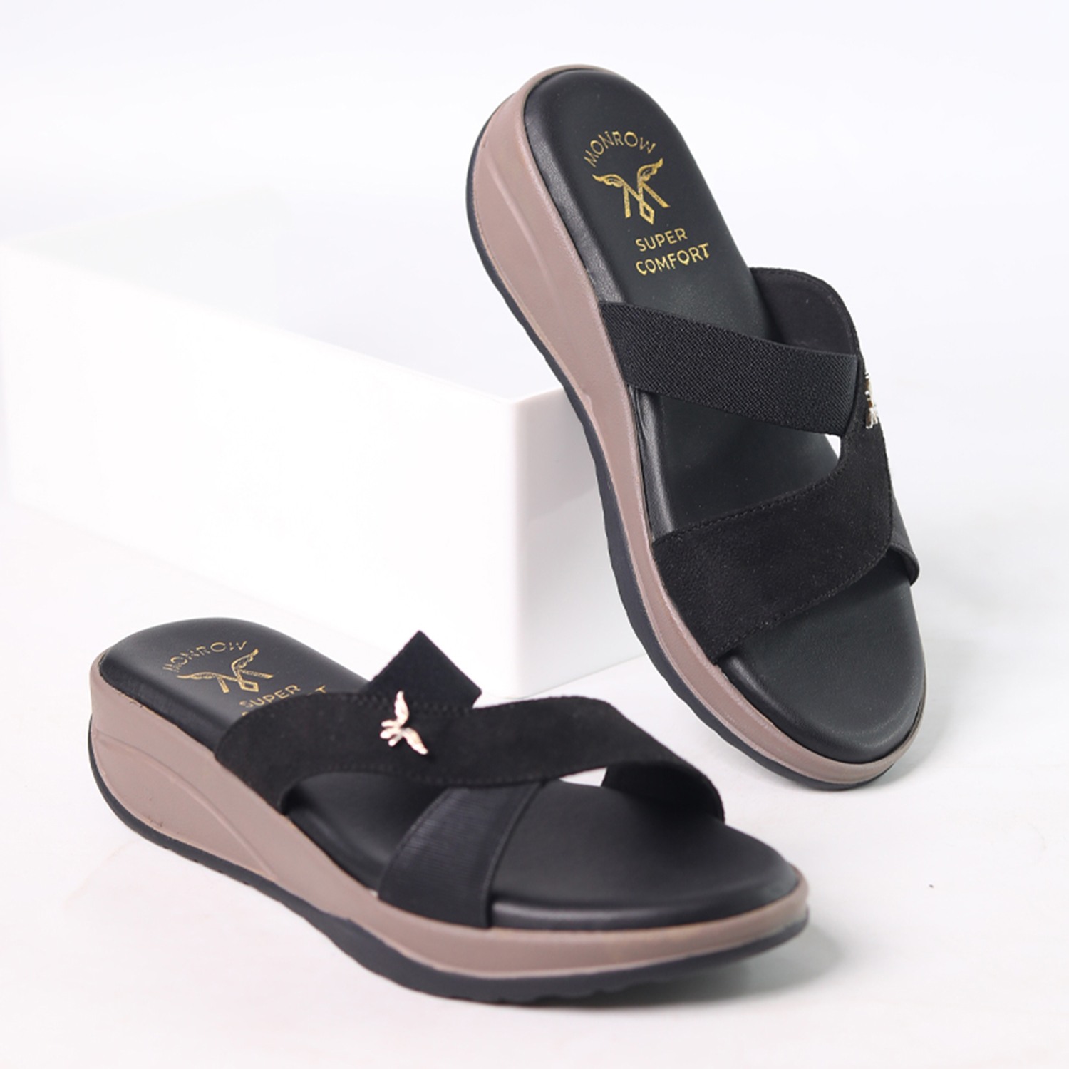Monrow Ilaria Black Wedge Heels