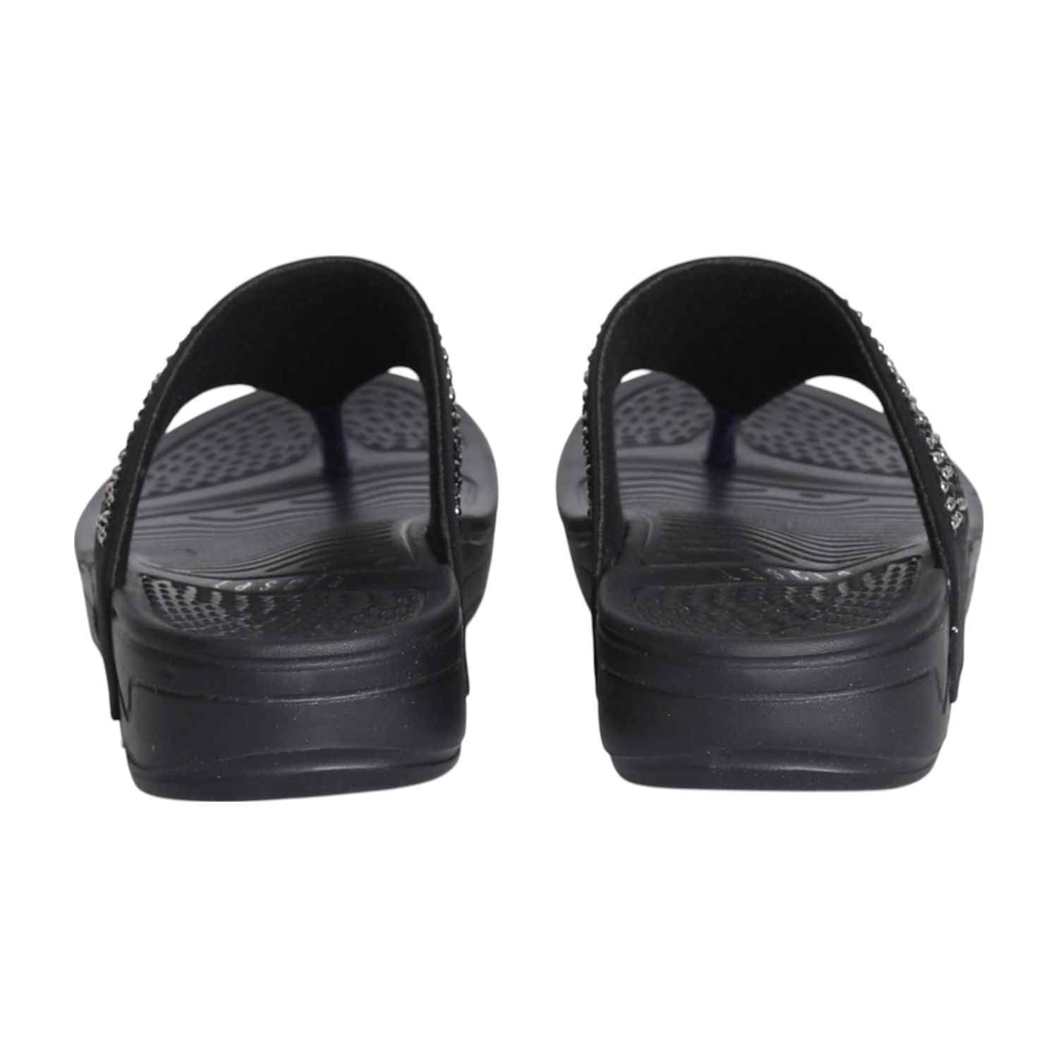 Women Rhinestone Black Comfort Flip-Flops