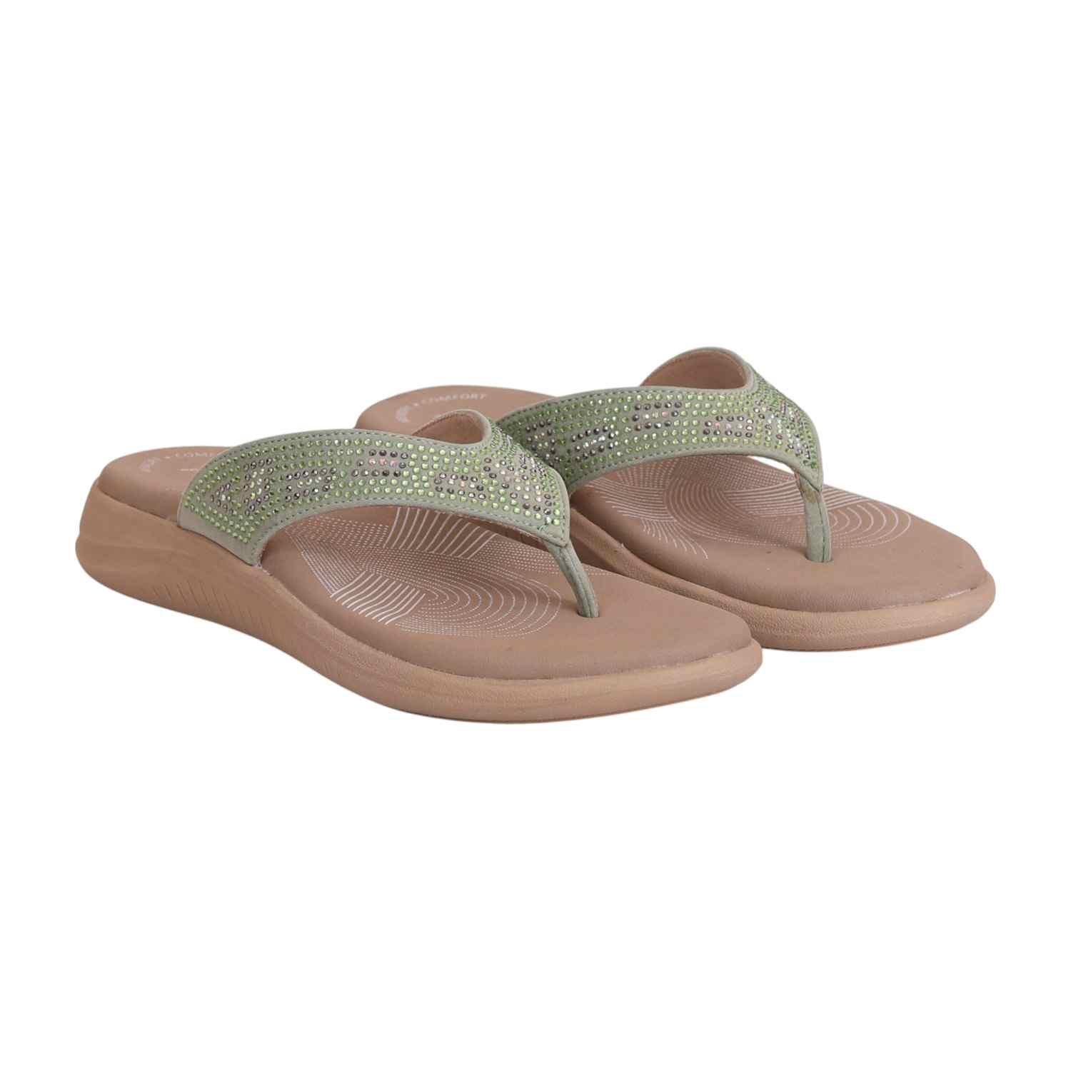 Women's Serene Mint Shimmer Comfort Thong Sandals