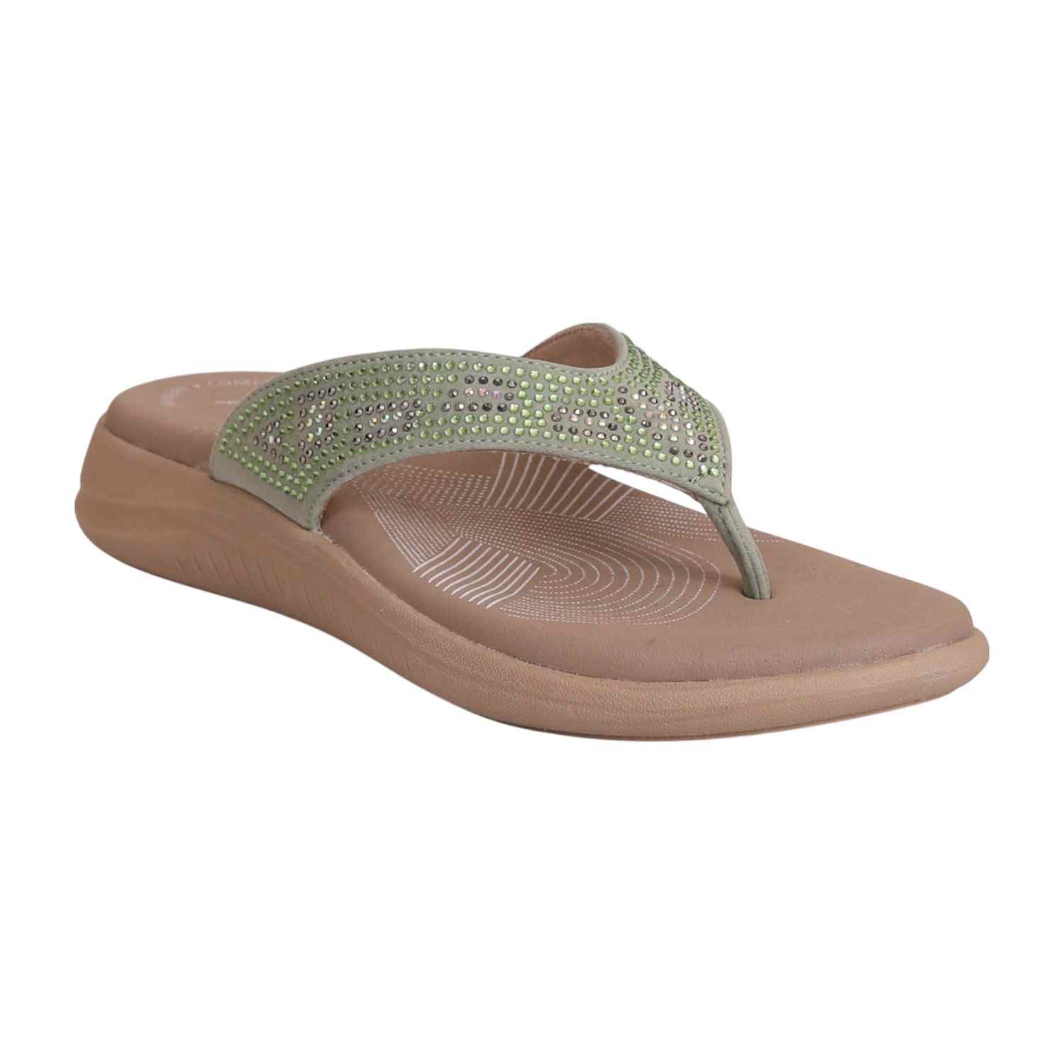 Women's Serene Mint Shimmer Comfort Thong Sandals