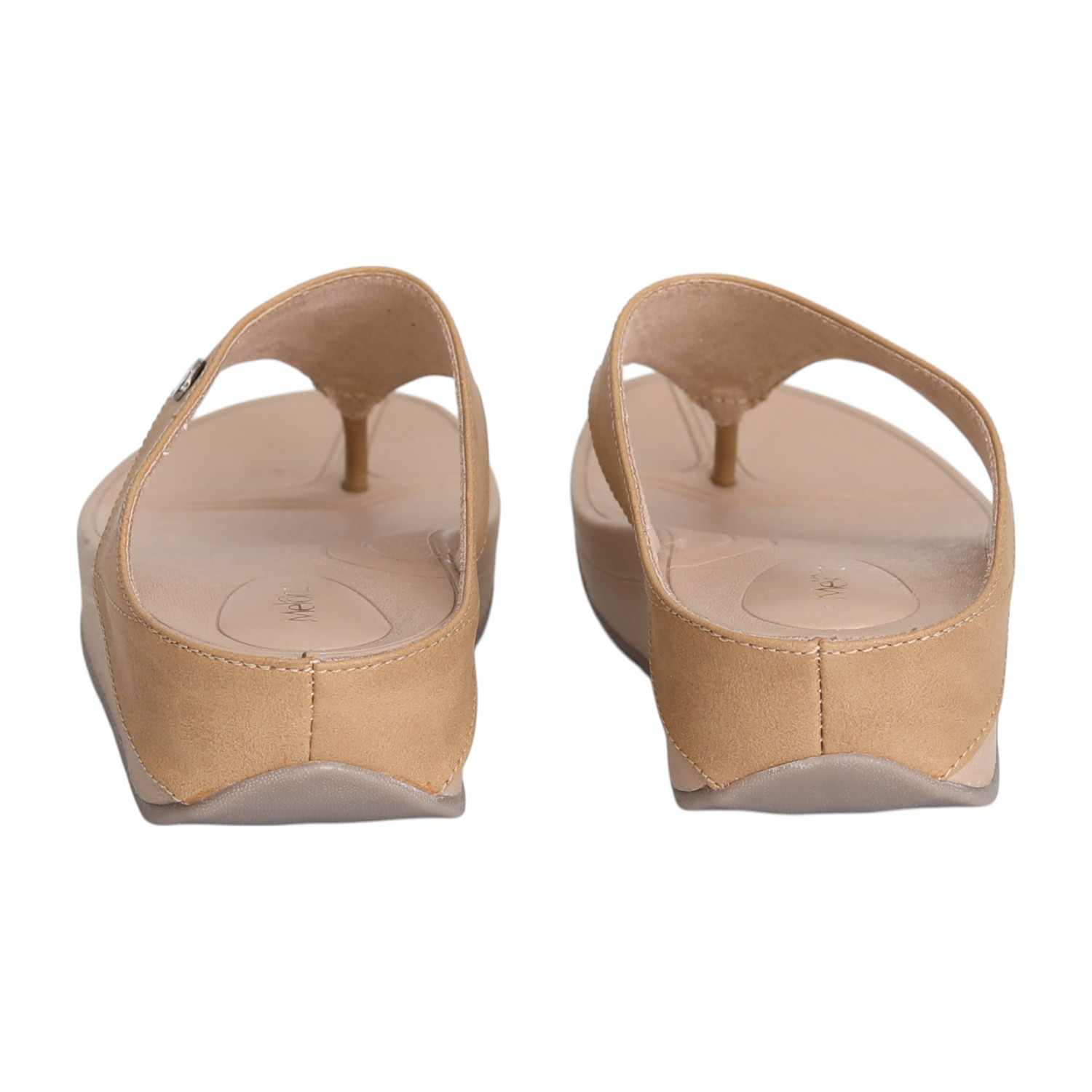Women Dark Beige Comfort Wedge Thongs