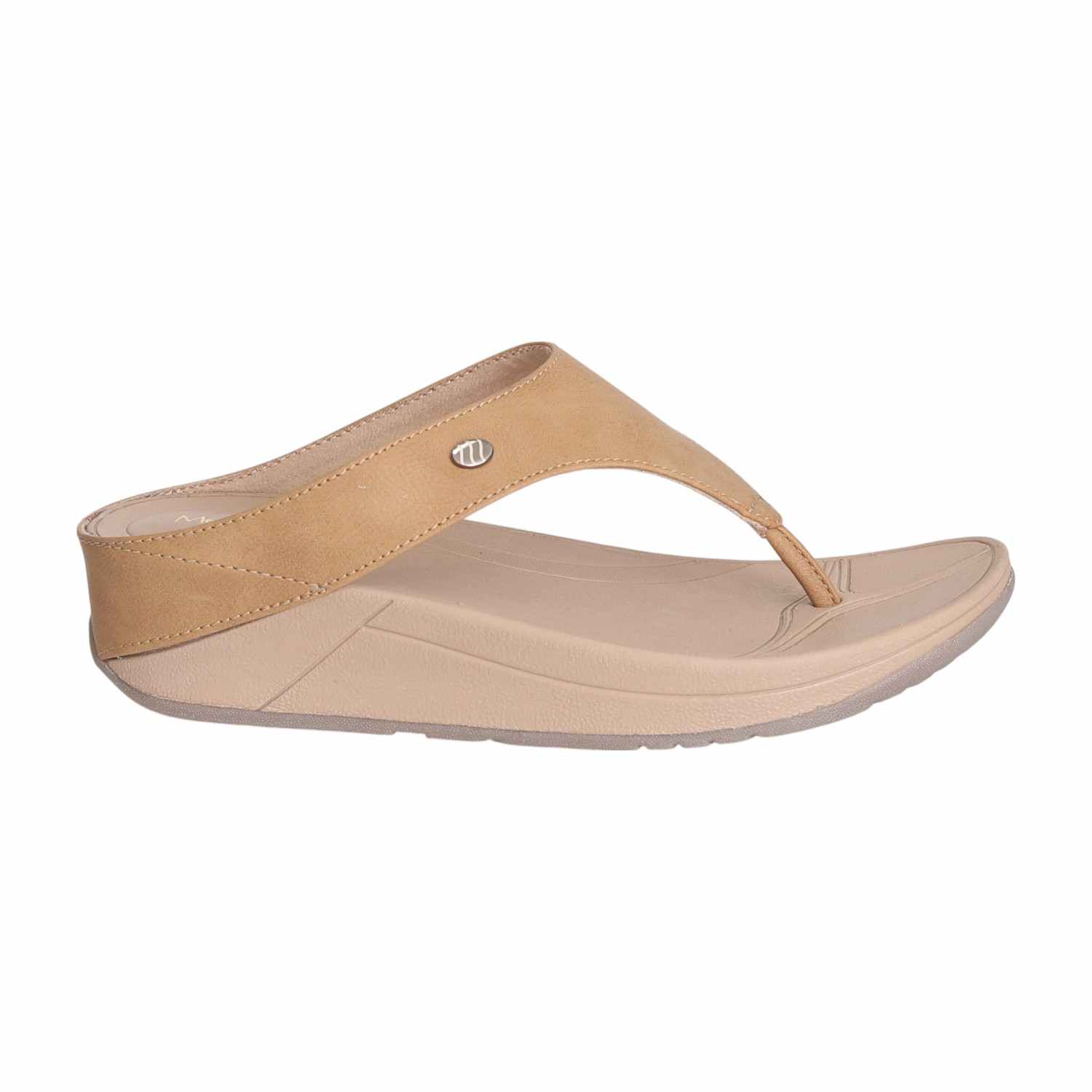 Women Dark Beige Comfort Wedge Thongs