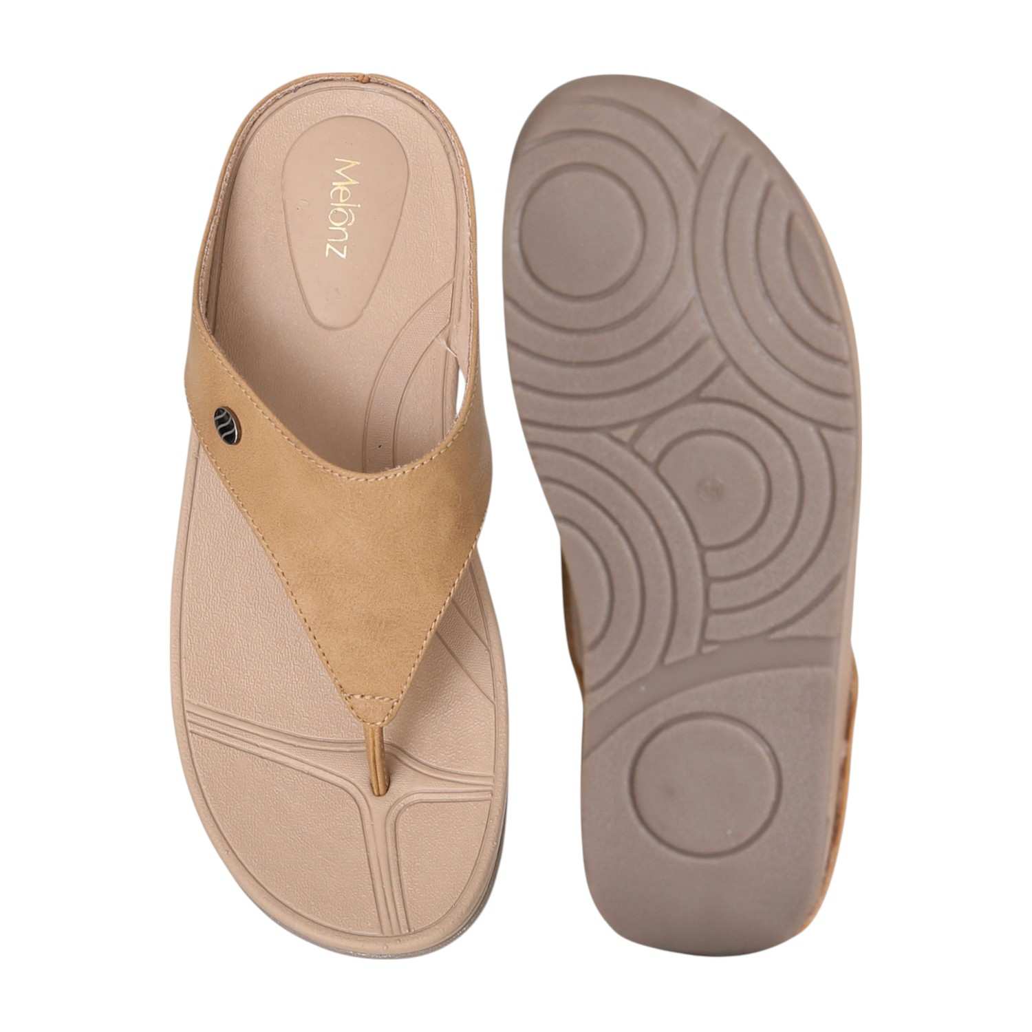 Women Dark Beige Comfort Wedge Thongs