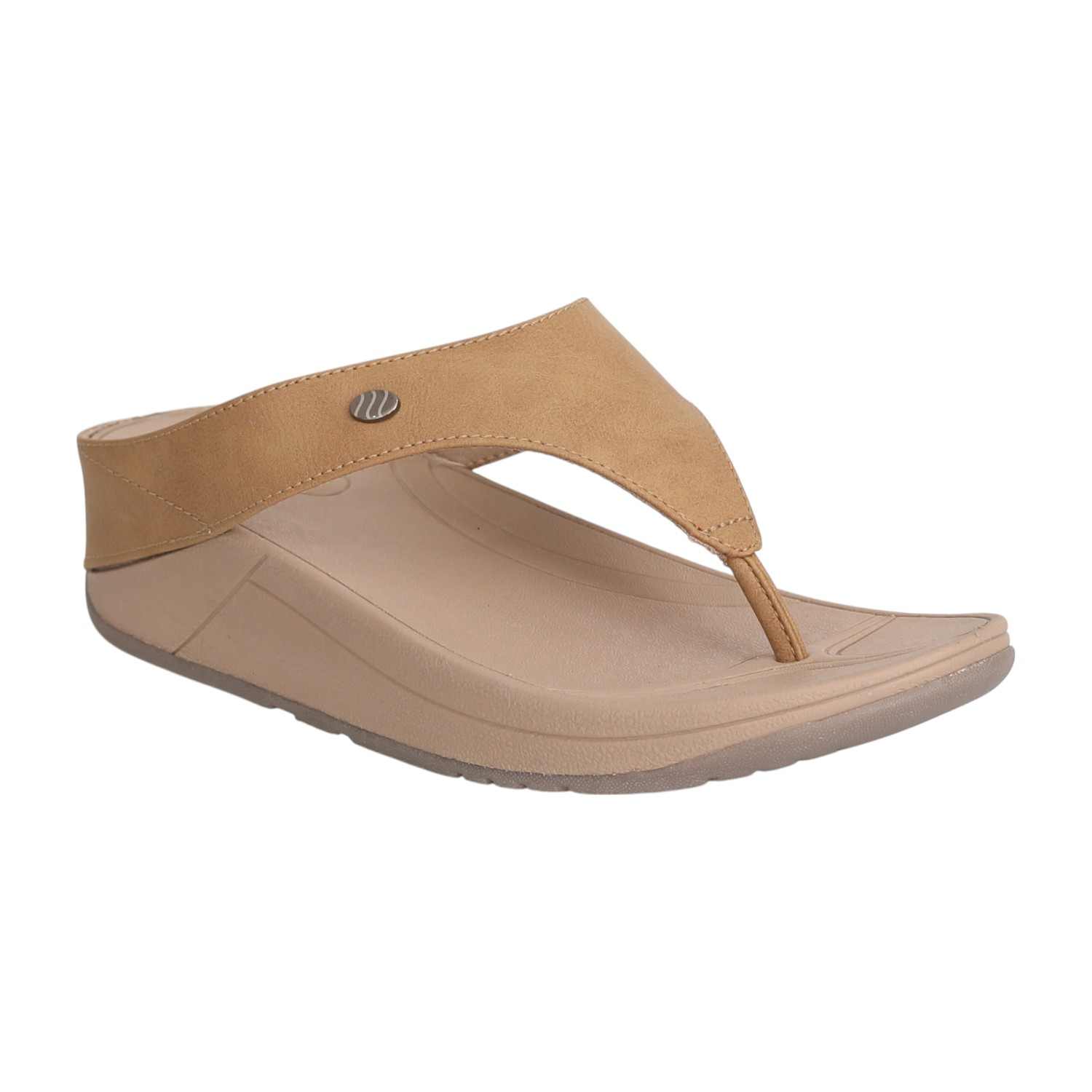 Women Dark Beige Comfort Wedge Thongs
