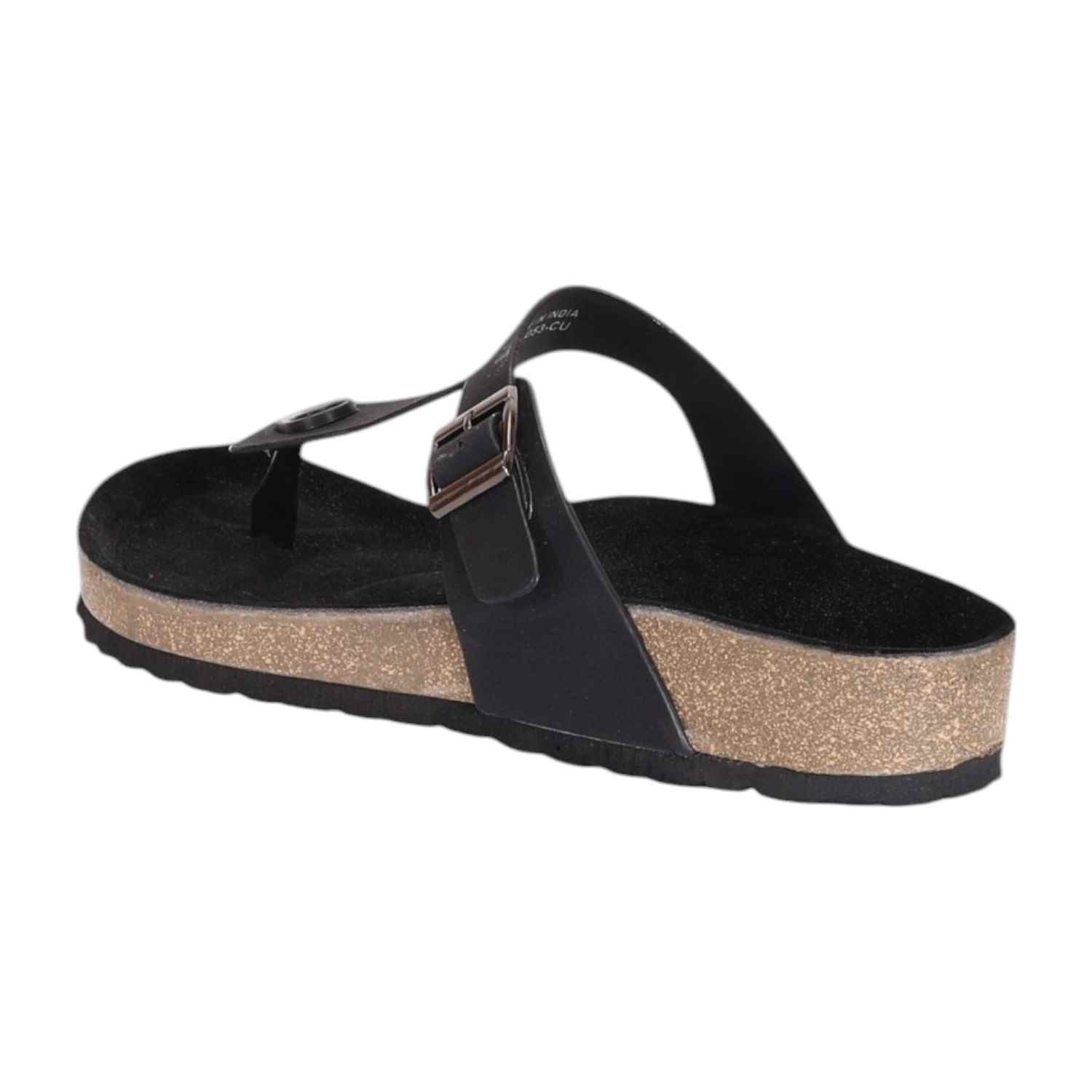 Men Black Thong with Buckle Adjustment