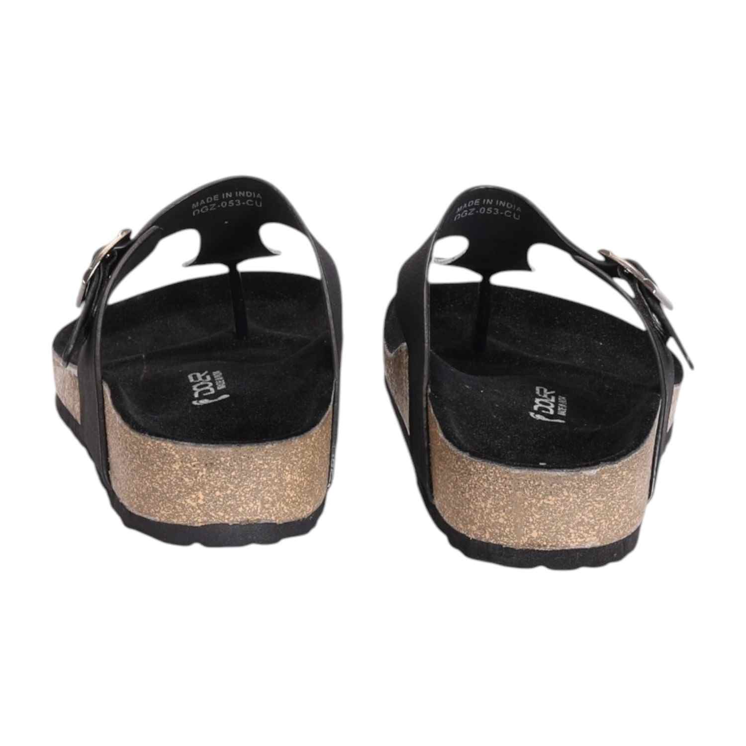 Men Black Thong with Buckle Adjustment