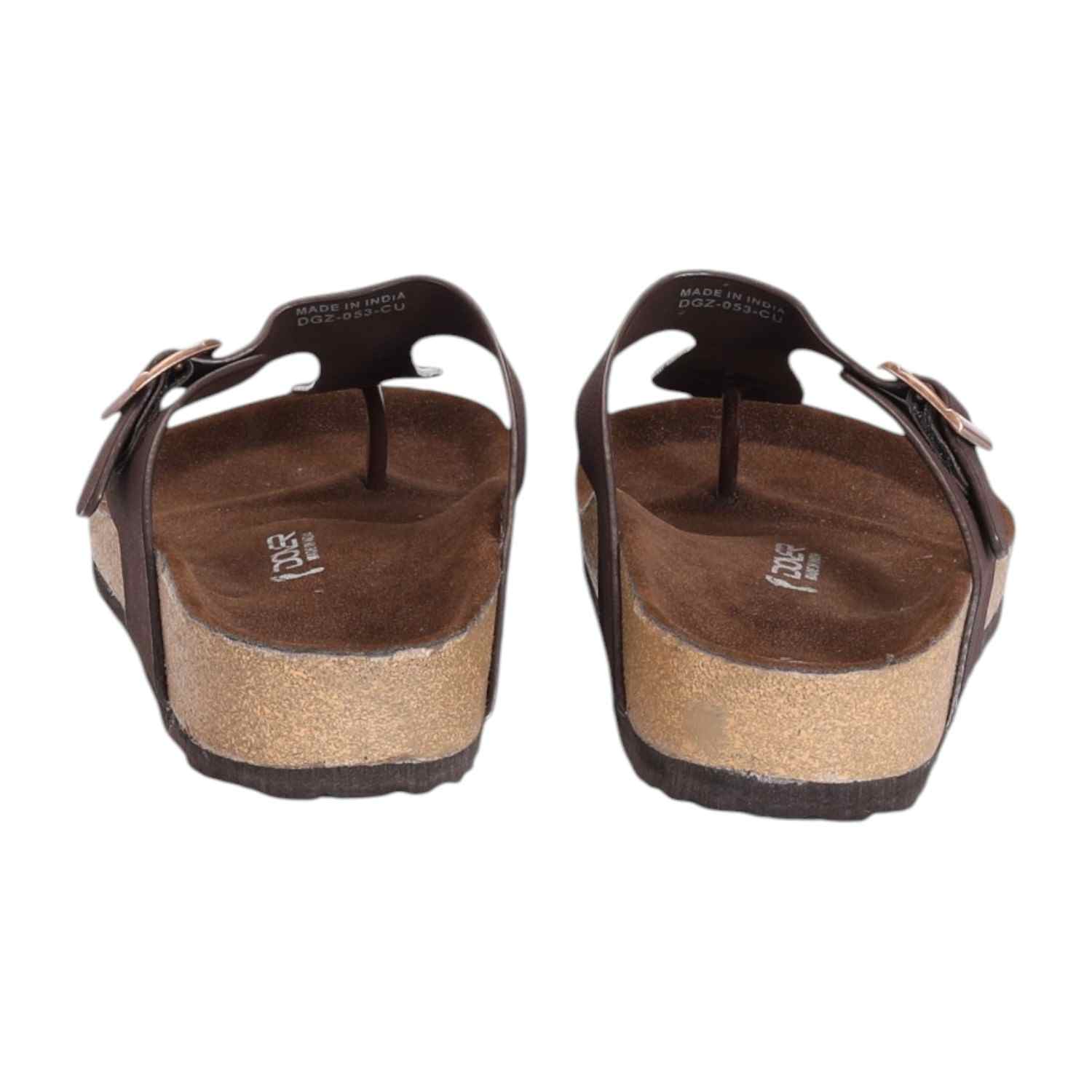 Men Brown Thong with Buckle Adjustment