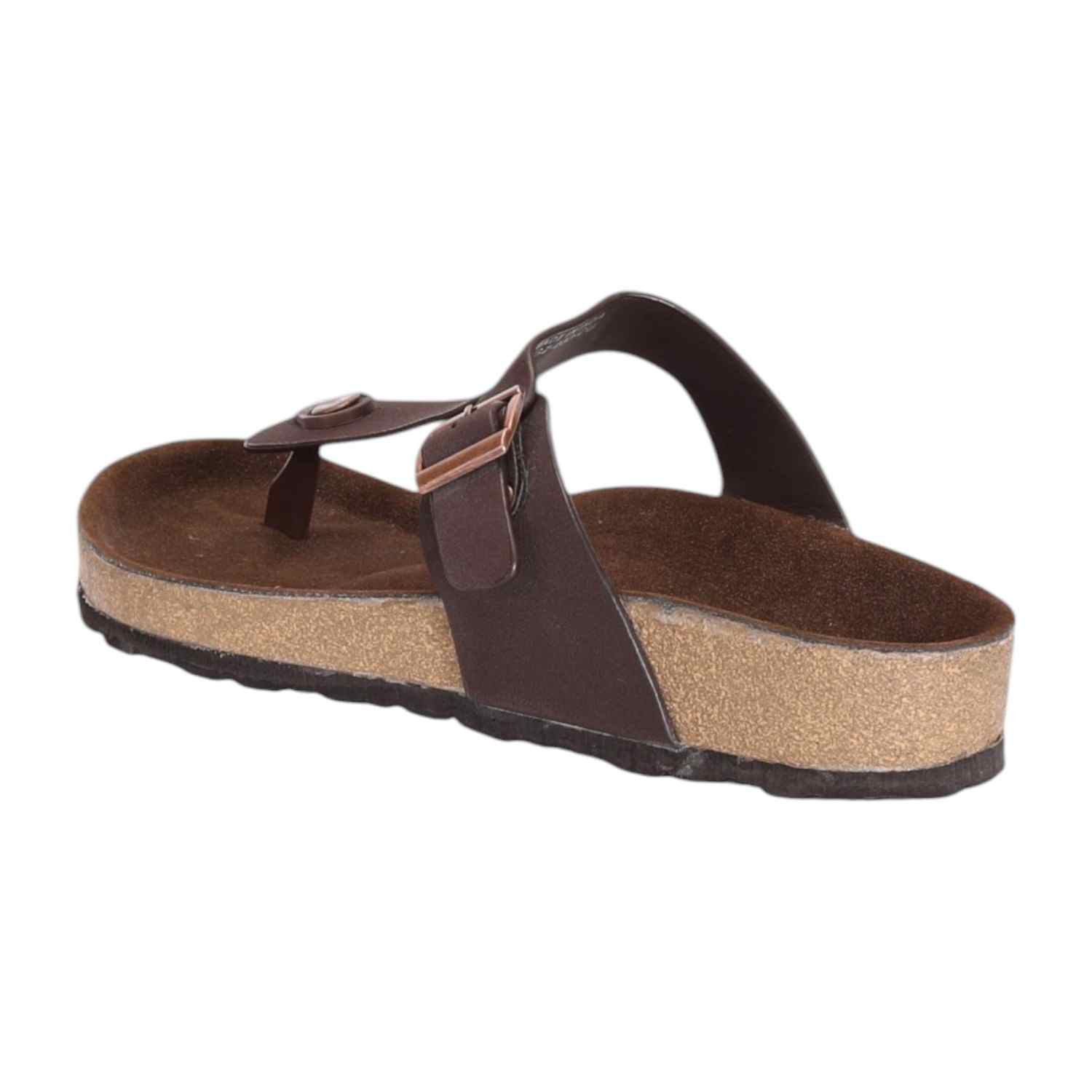 Men Brown Thong with Buckle Adjustment