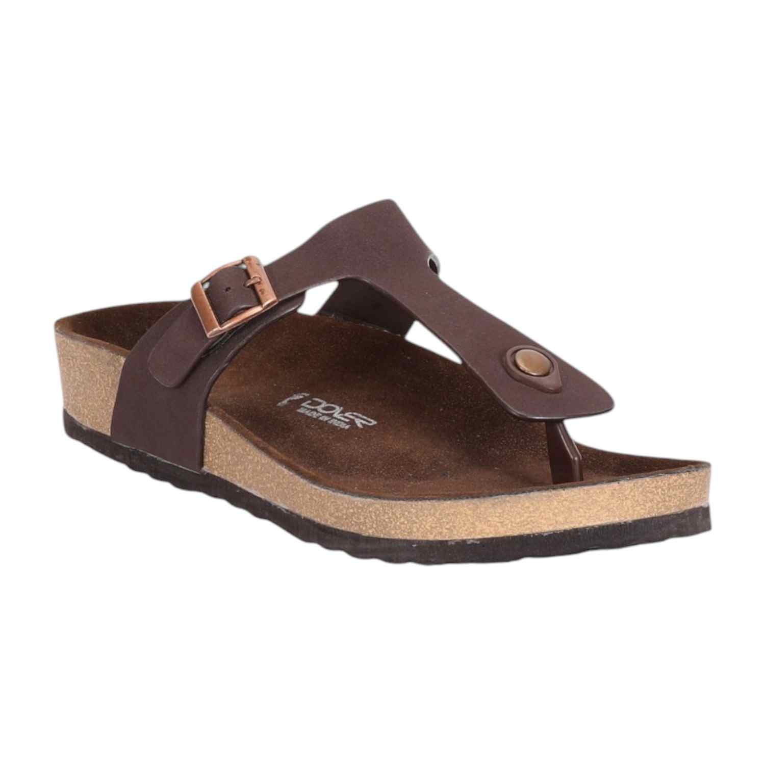 Men Brown Thong with Buckle Adjustment