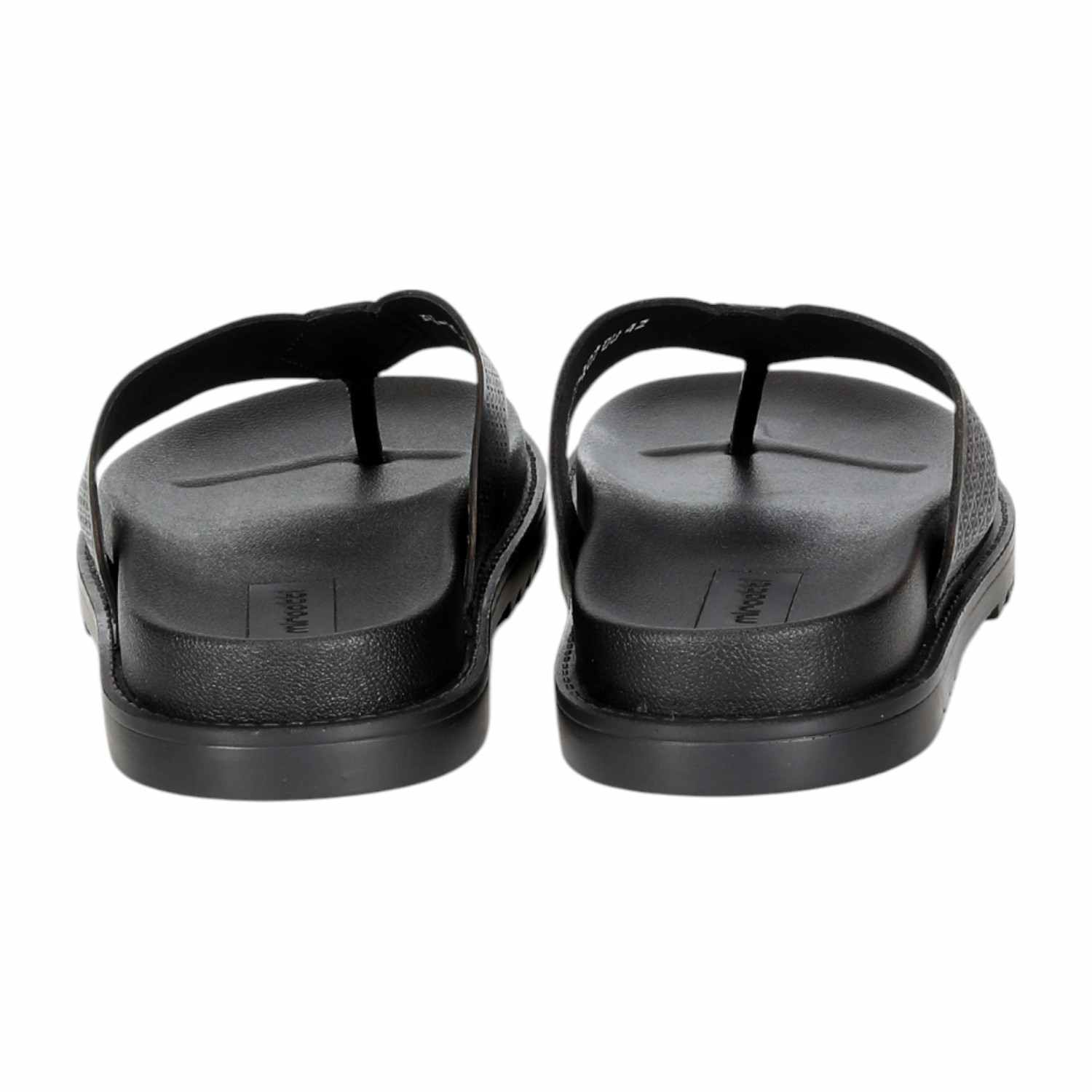 Men Black Thong with Textured Design