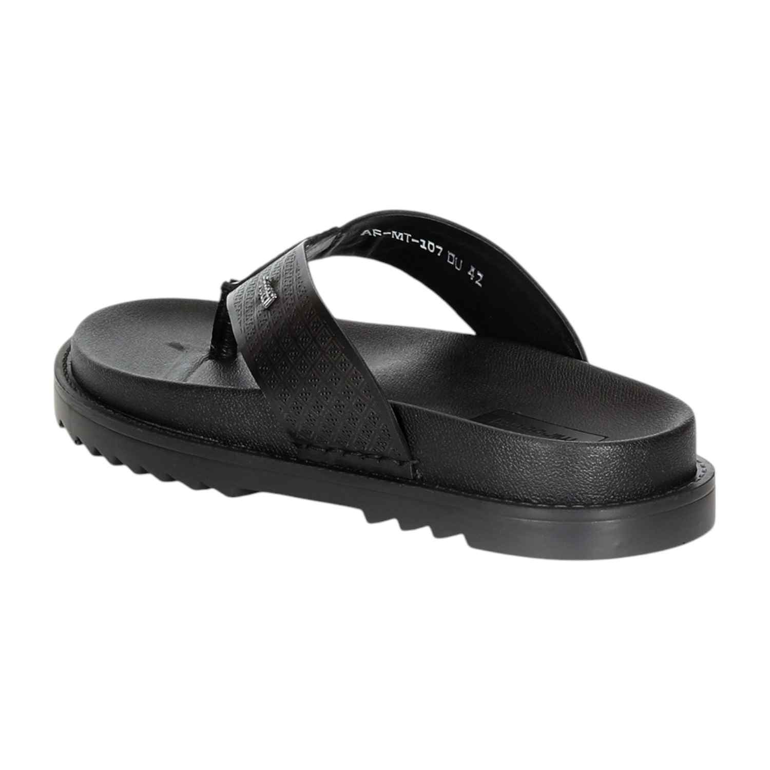 Men Black Thong with Textured Design