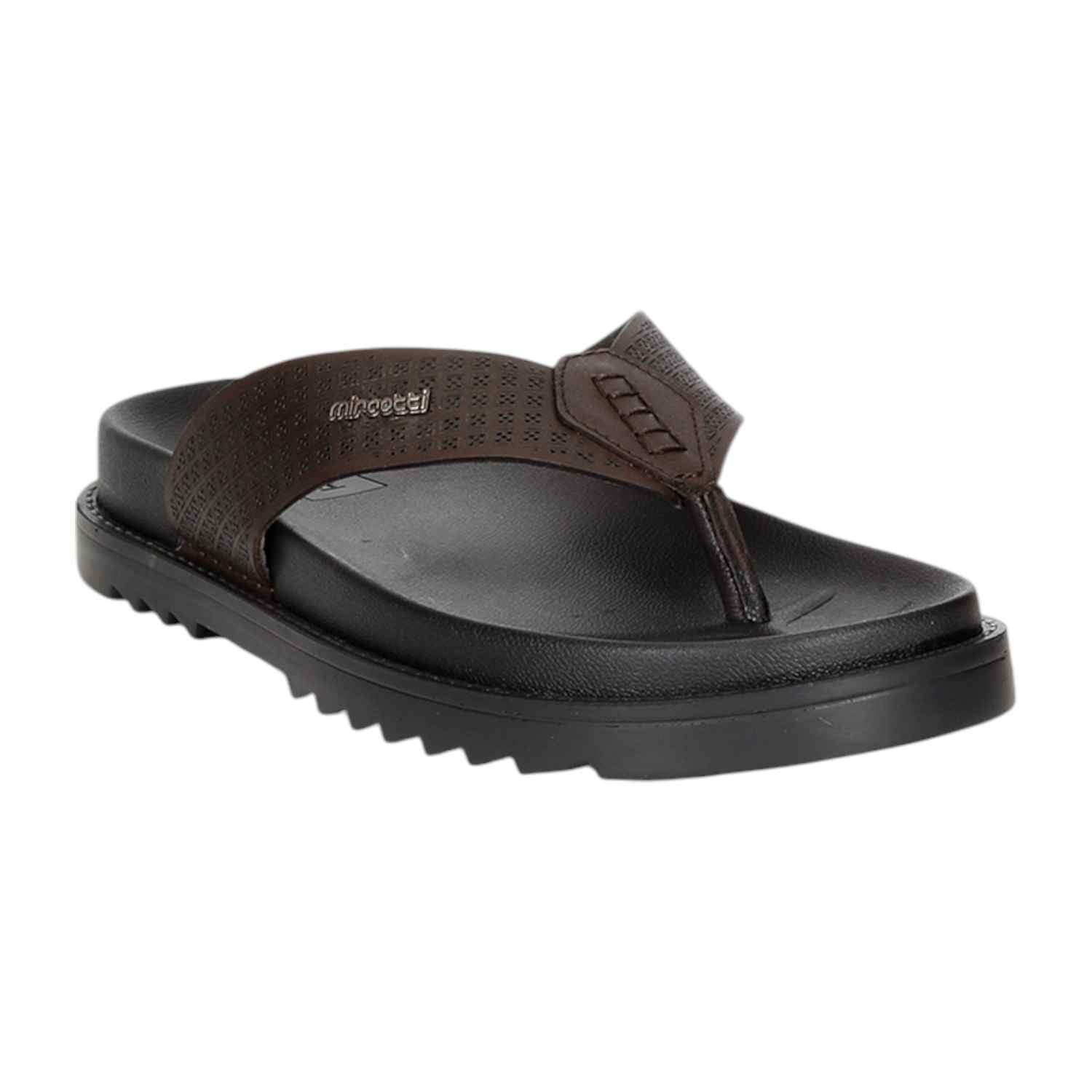 Men Brown Thong with Textured Design